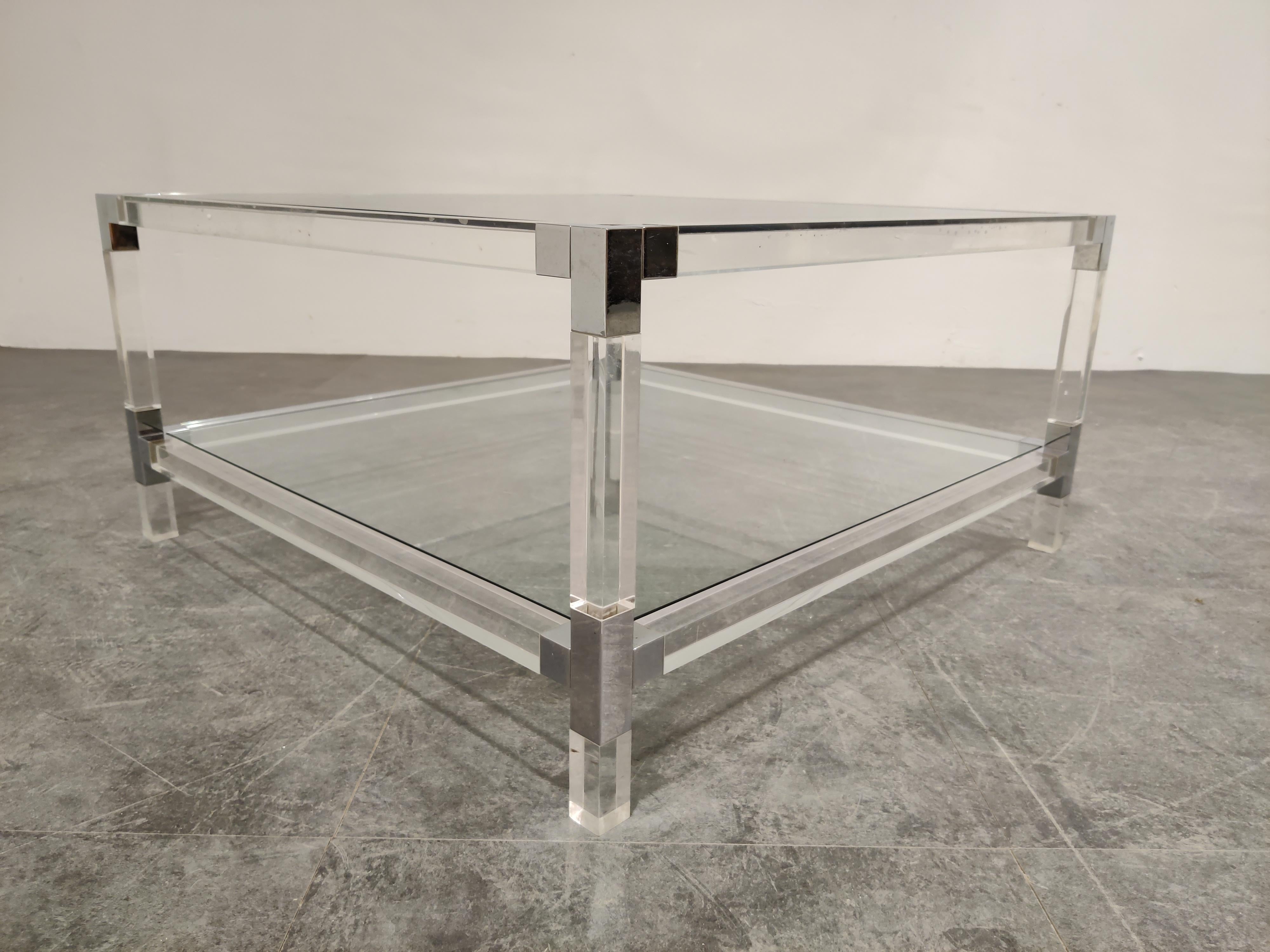 Lucite and Chrome Coffee Table, 1970s 2