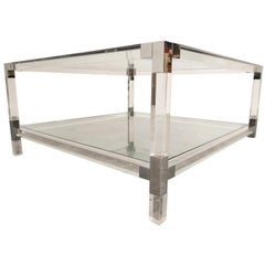Lucite and Chrome Coffee Table, 1970s