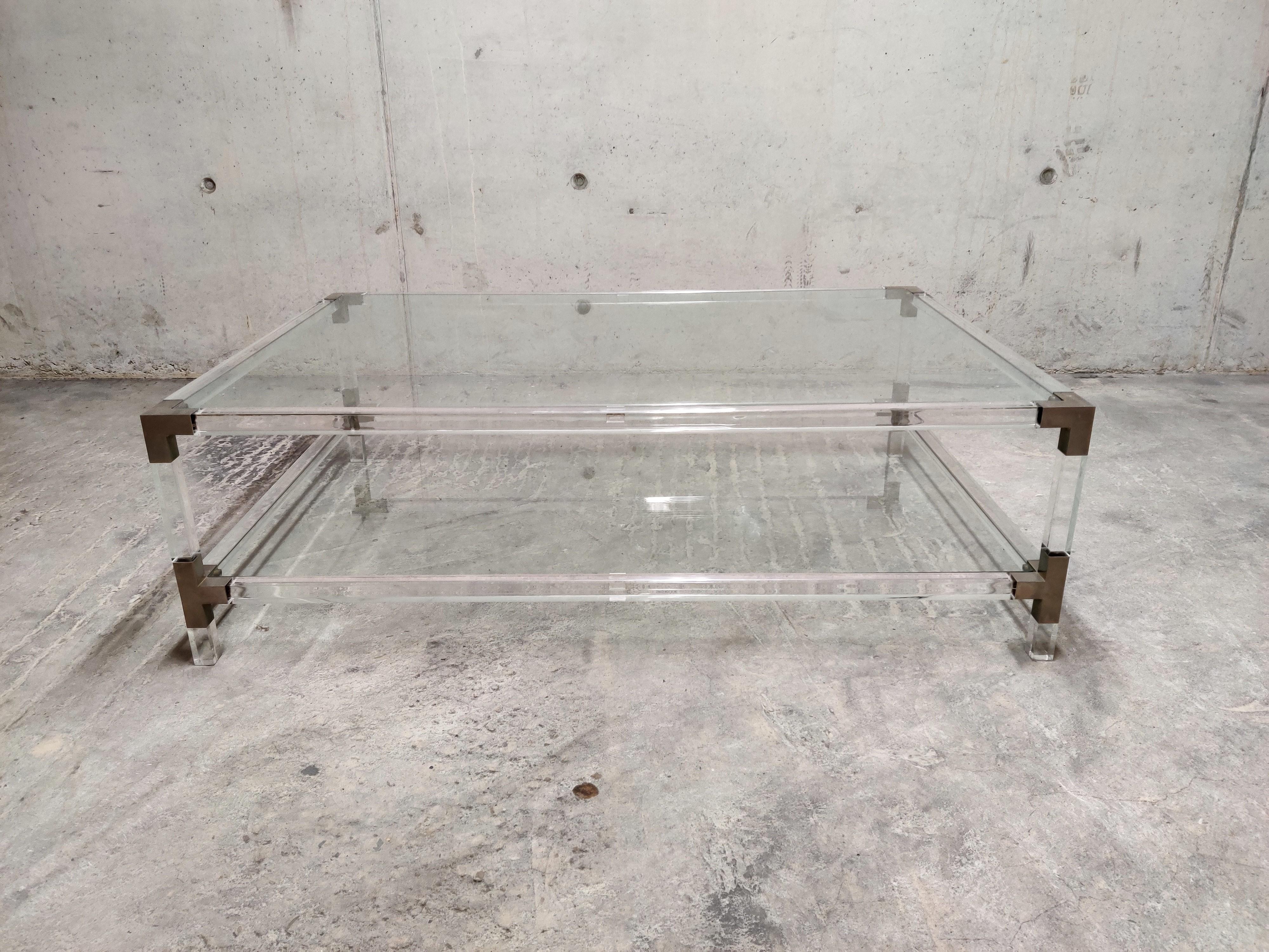 Lucite and Chrome Coffee Table by Charles Hollis Jones, 1970s In Good Condition In HEVERLEE, BE