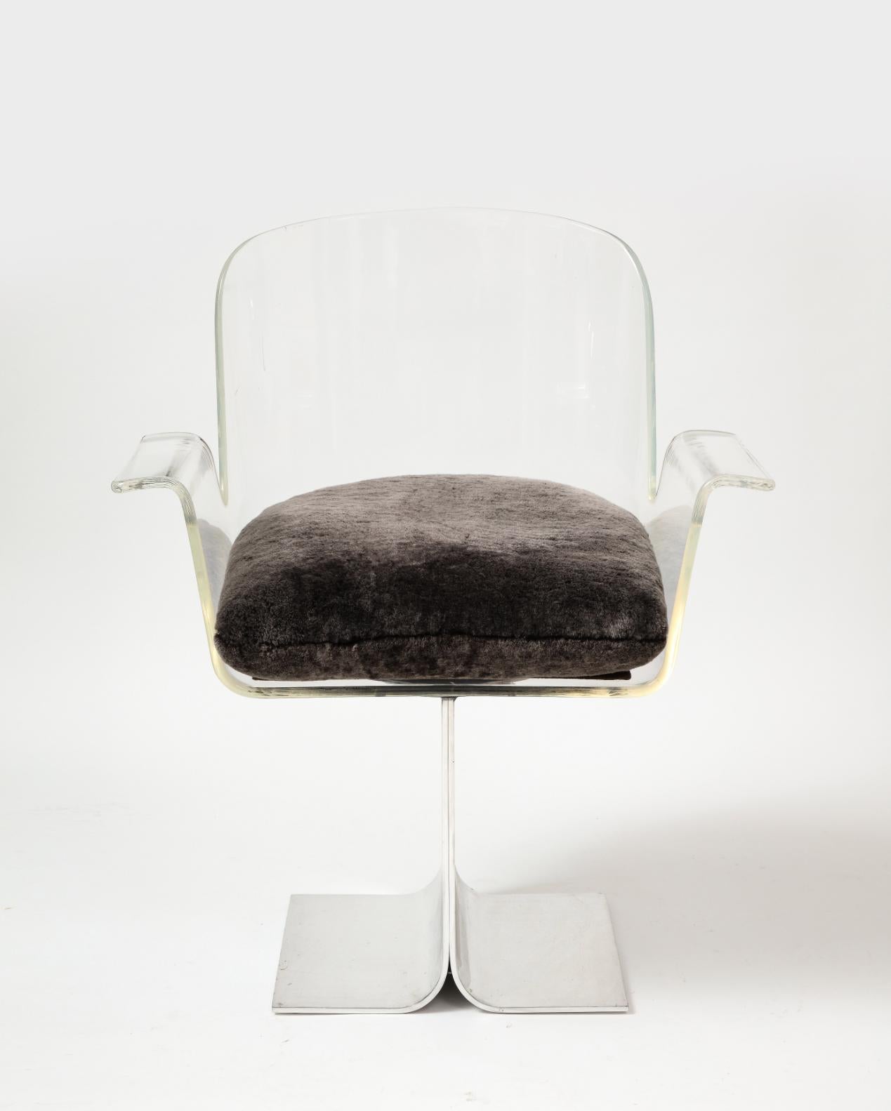 Sedia da scrivania in lucite e cromo di Charles Hollis Jones, Stati Uniti, 1970 ca. in vendita 4