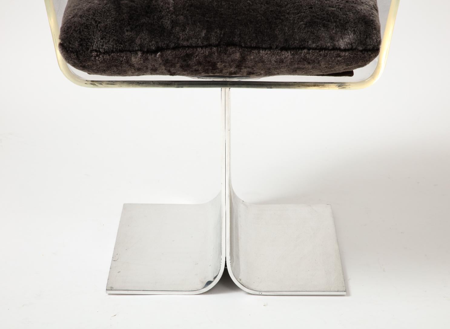 Sedia da scrivania in lucite e cromo di Charles Hollis Jones, Stati Uniti, 1970 ca. in vendita 5