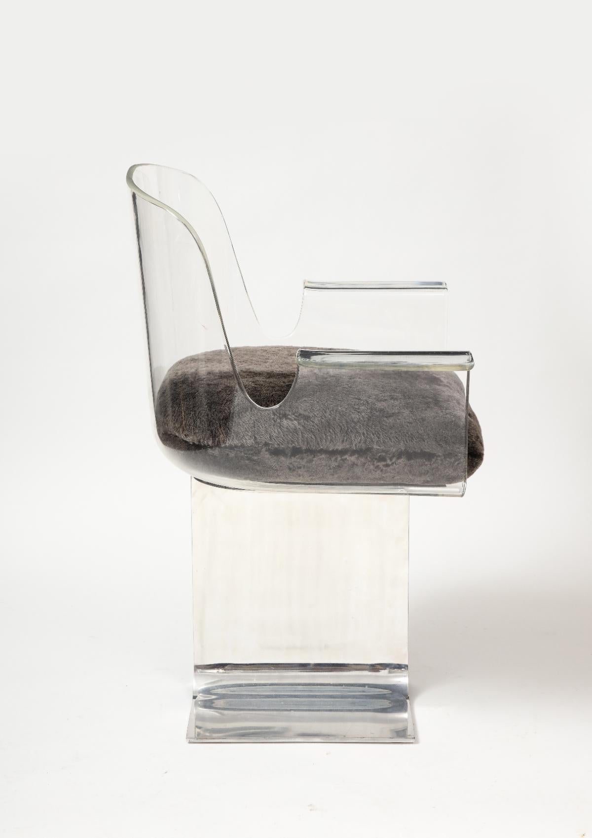 Sedia da scrivania in lucite e cromo di Charles Hollis Jones, Stati Uniti, 1970 ca. In condizioni buone in vendita a New York City, NY