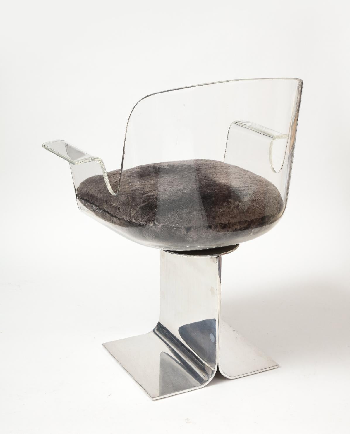 Fine XX secolo Sedia da scrivania in lucite e cromo di Charles Hollis Jones, Stati Uniti, 1970 ca. in vendita