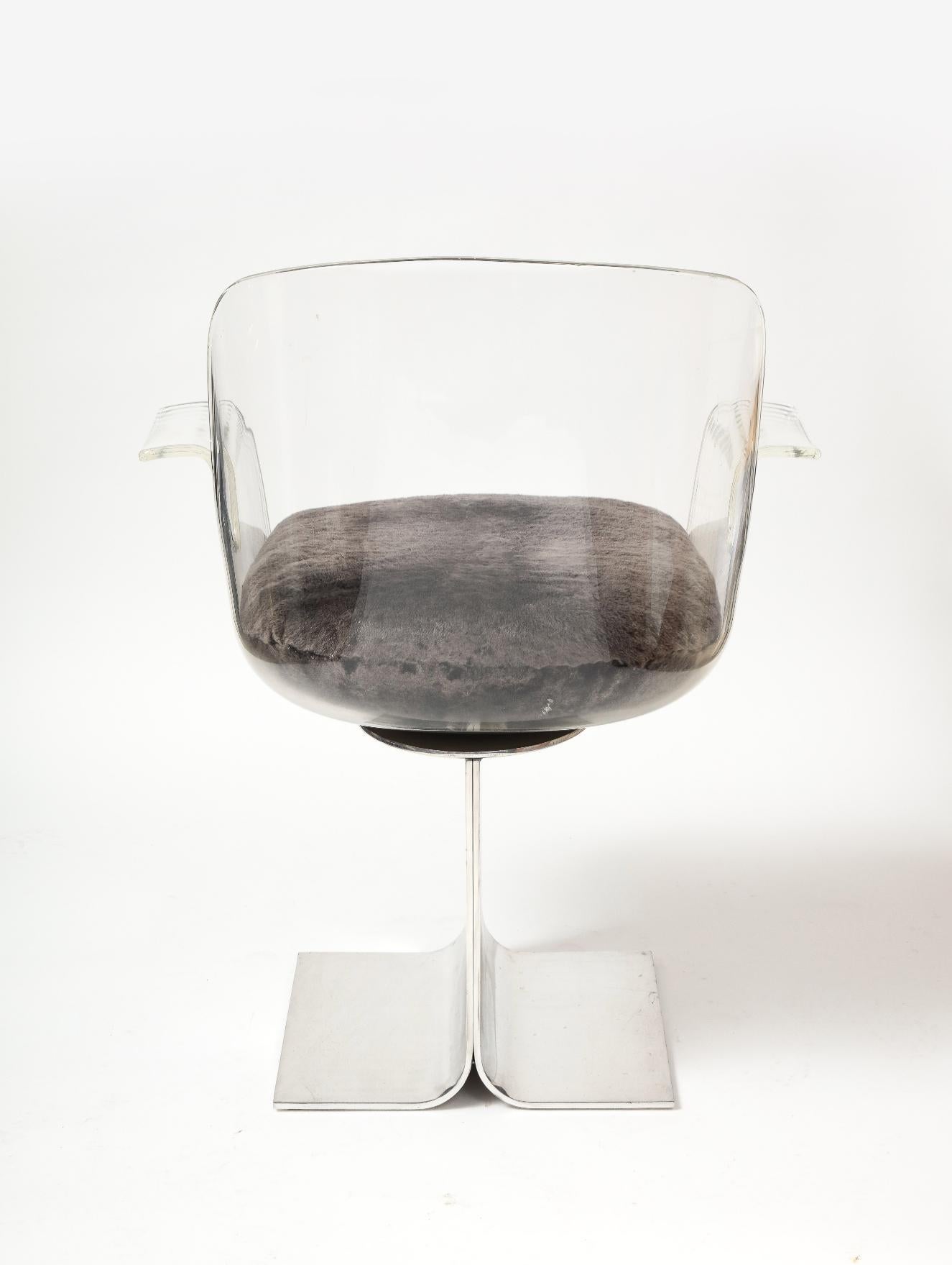 Sedia da scrivania in lucite e cromo di Charles Hollis Jones, Stati Uniti, 1970 ca. in vendita 1