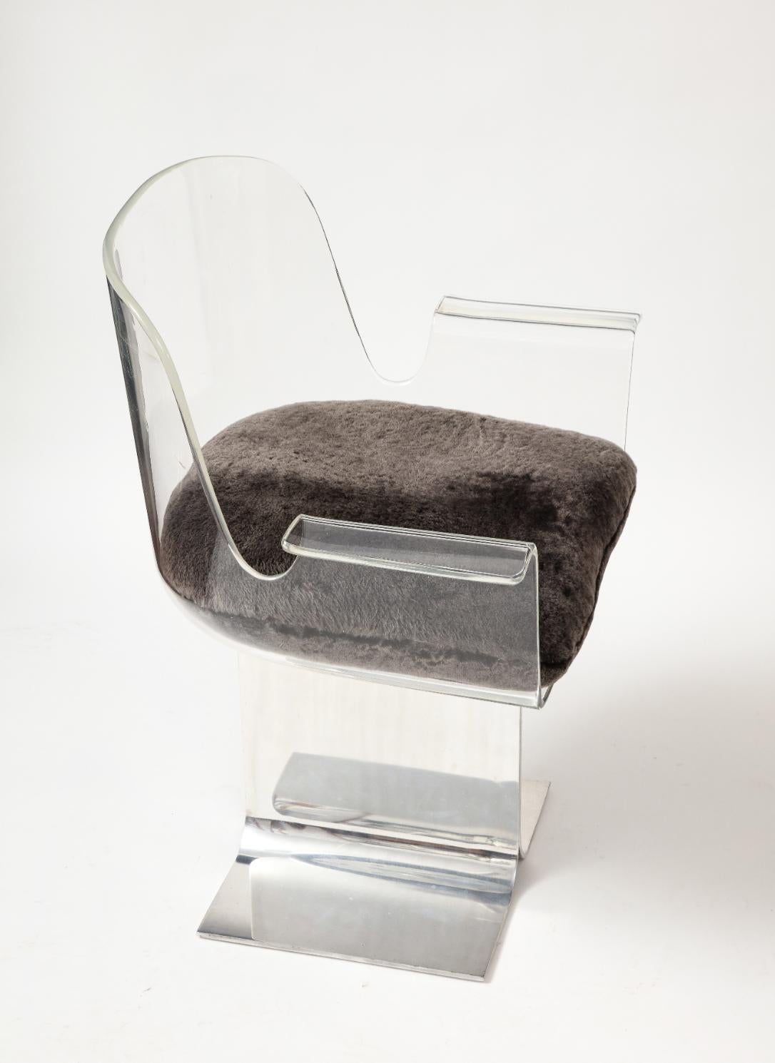 Sedia da scrivania in lucite e cromo di Charles Hollis Jones, Stati Uniti, 1970 ca. in vendita 2
