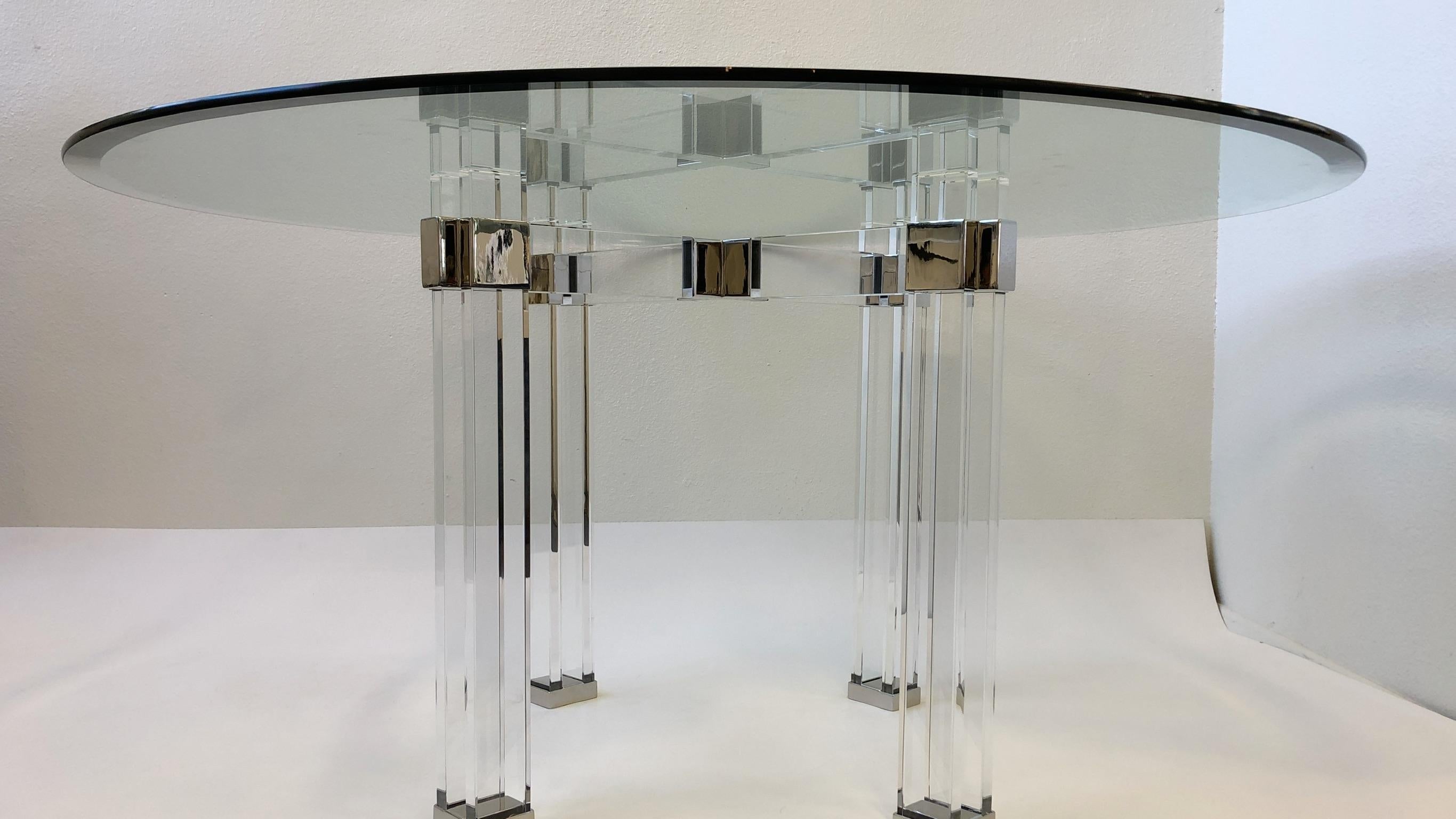 Late 20th Century Lucite and Chrome Dining Table by Charles Hollis Jones For Sale