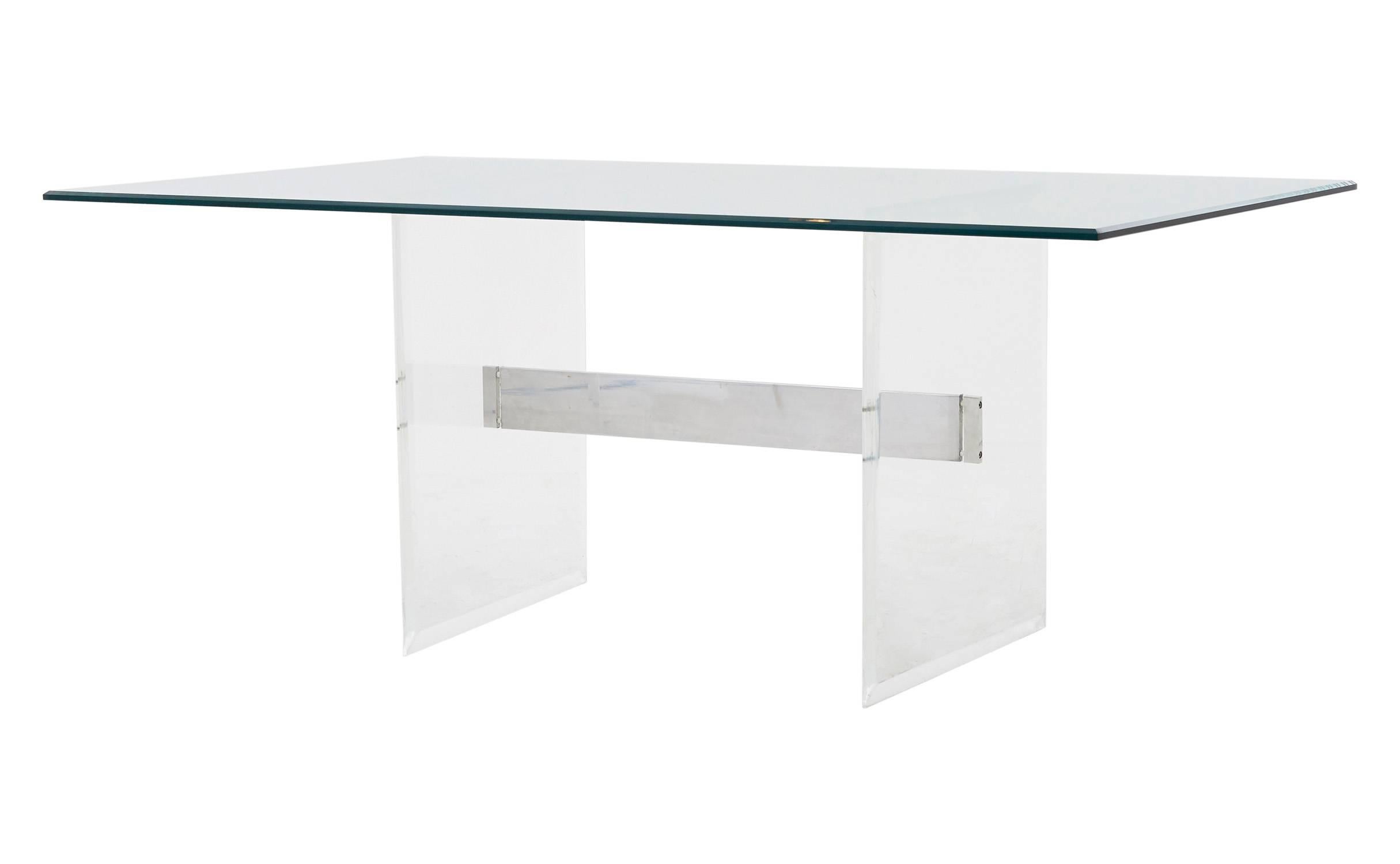 Post-Modern Lucite and Chrome Dining Table