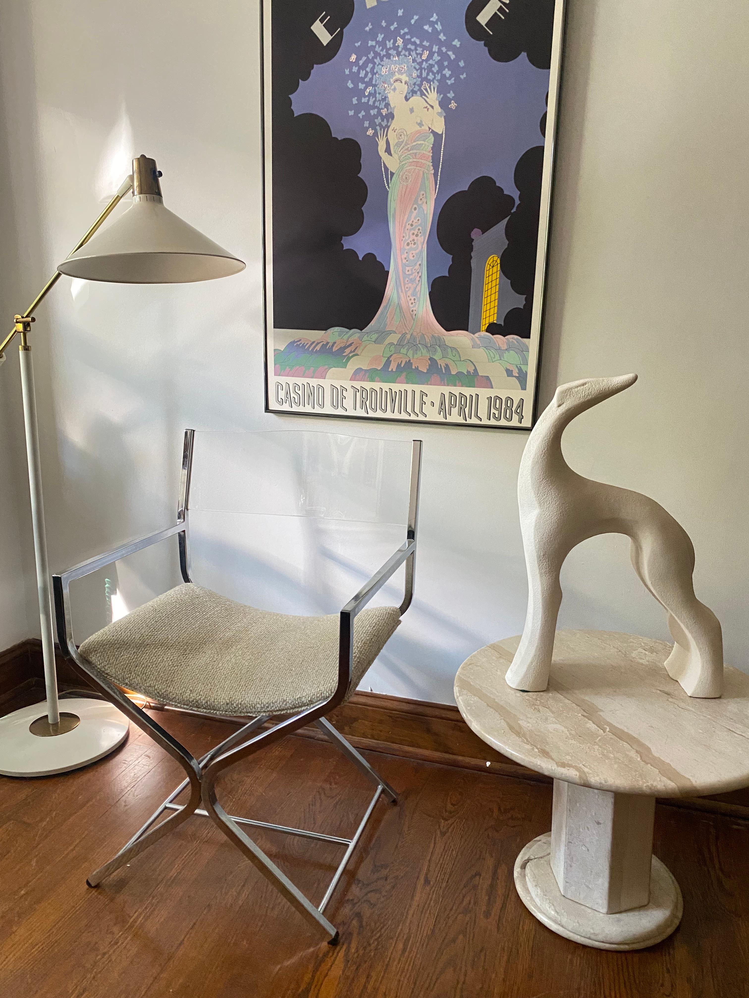 Late 20th Century Lucite and Chrome Directors Chair