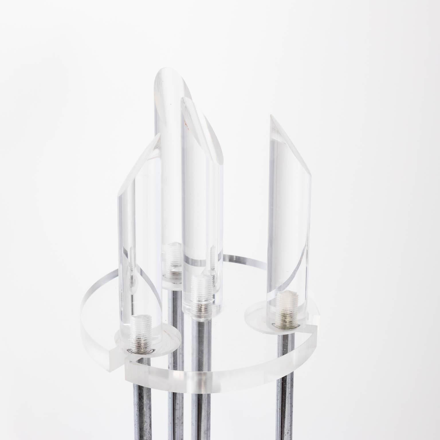 Hollywood Regency Lucite and Chrome Fireplace Tool Set