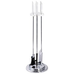 Lucite and Chrome Fireplace Tool Set
