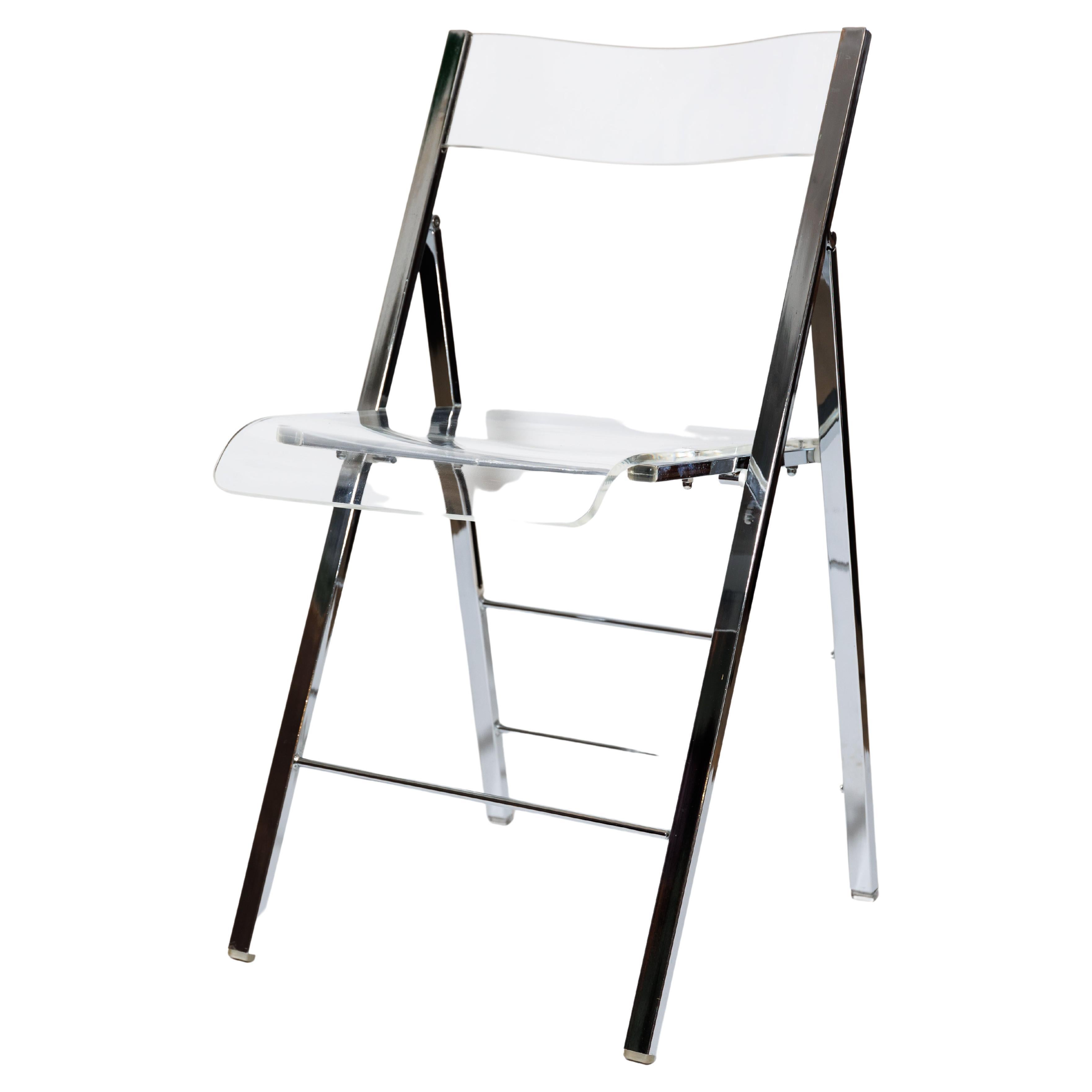 Lucite and Chrome Folding Chair