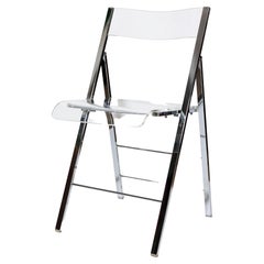 Used Lucite and Chrome Folding Chair
