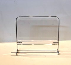 Lucite and Chrome Magazine Holder Attributed to Milo Baughman
