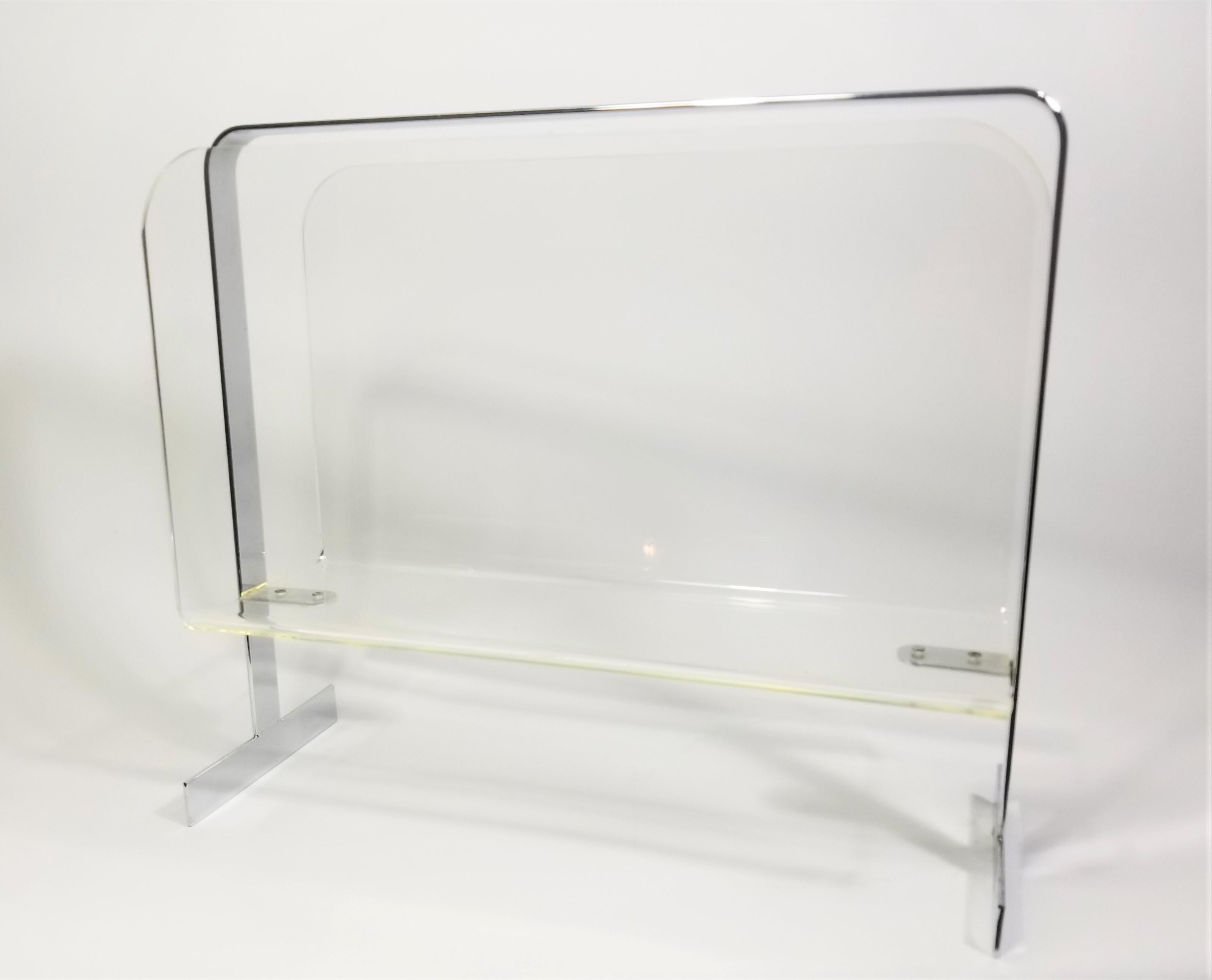 Lucite and Chrome Magazine Rack For Sale 2