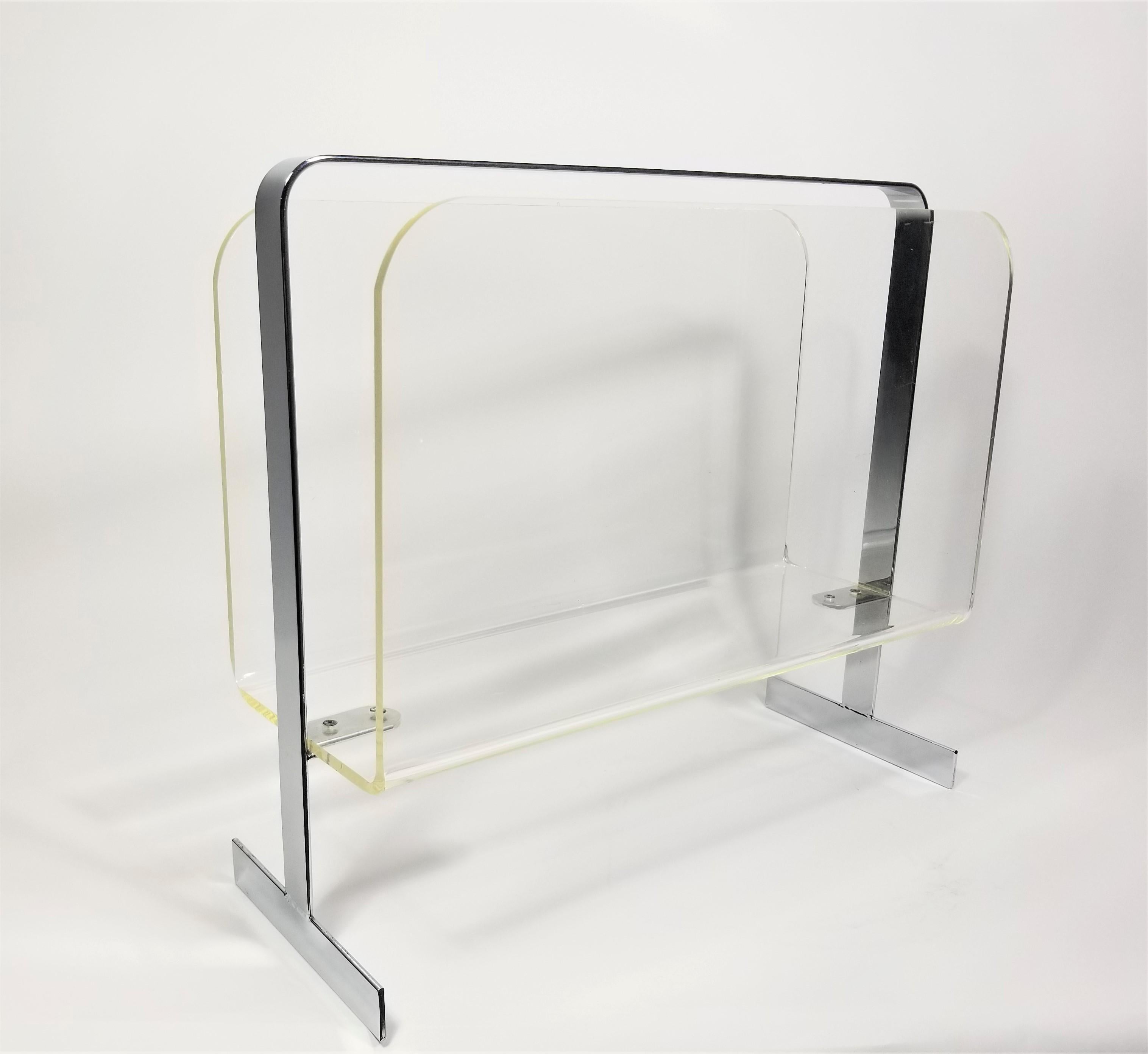 Lucite and Chrome Magazine Rack For Sale 4