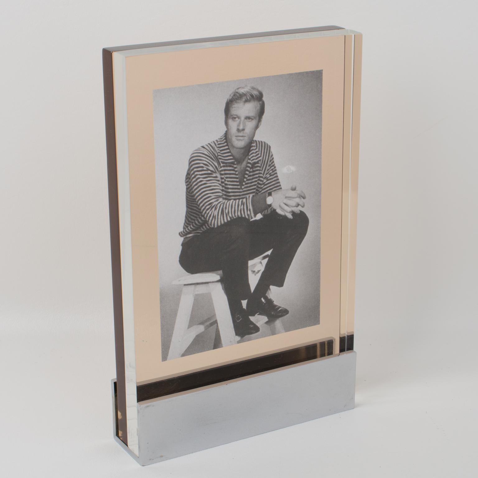 French Lucite and Chrome Picture Frame by Michel Dumas for Roche Bobois For Sale