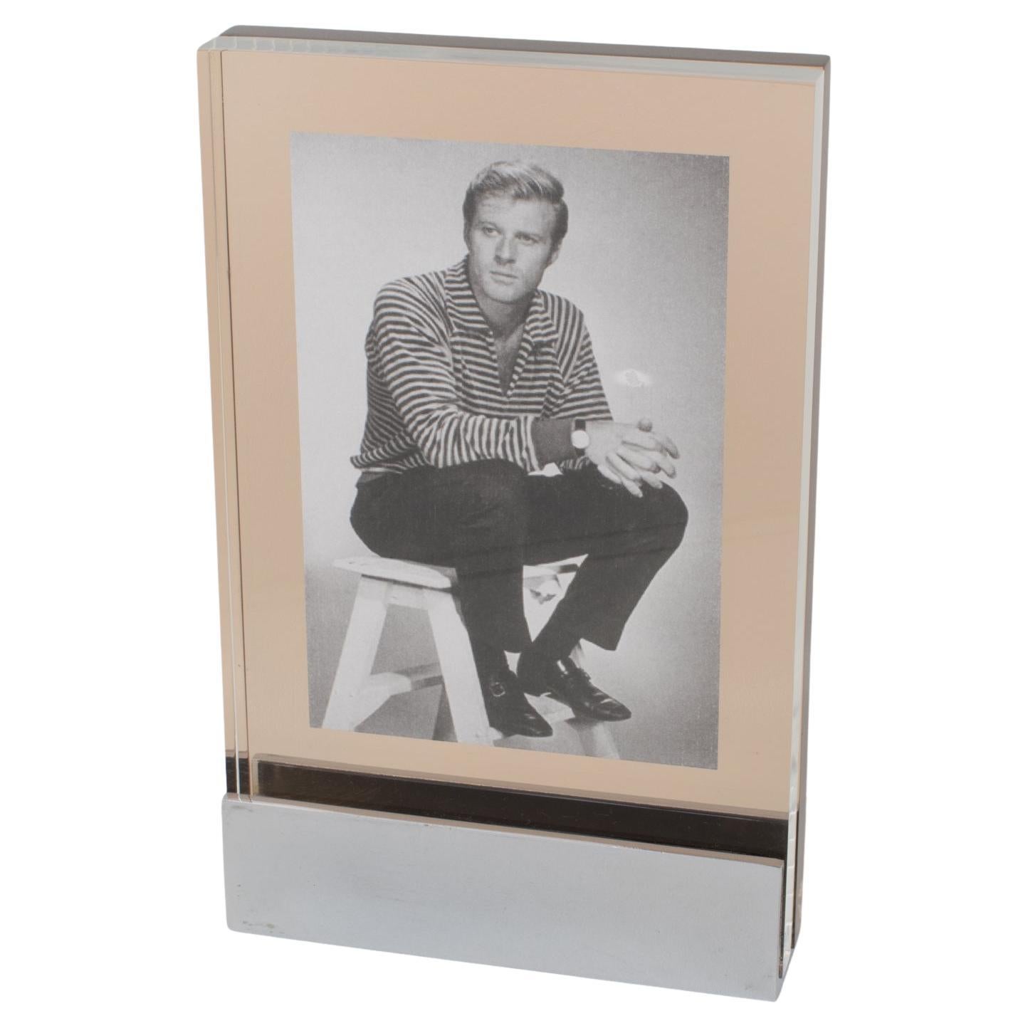 Lucite and Chrome Picture Frame by Michel Dumas for Roche Bobois