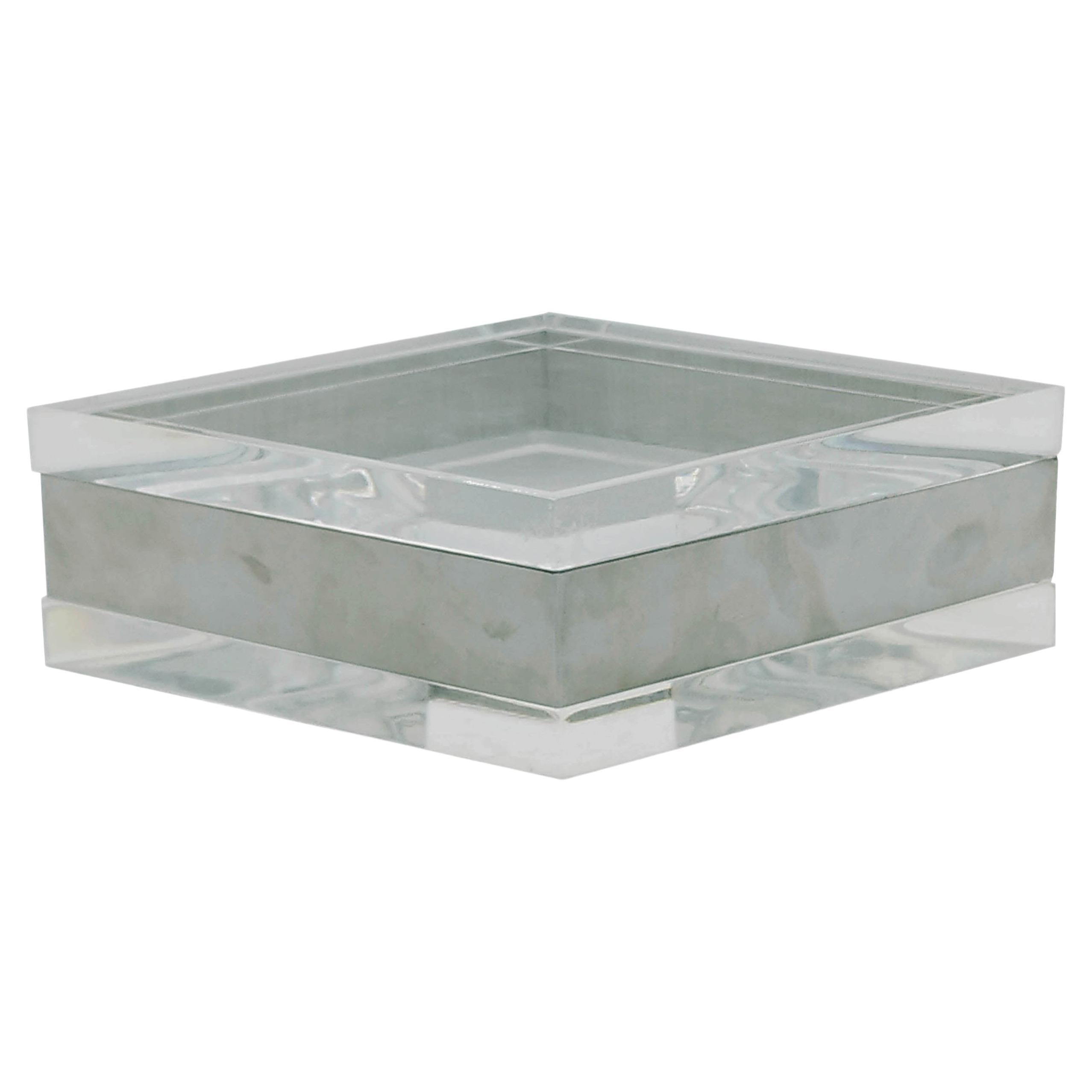 Lucite and Chrome Rhombus Box, Italy, 1970s