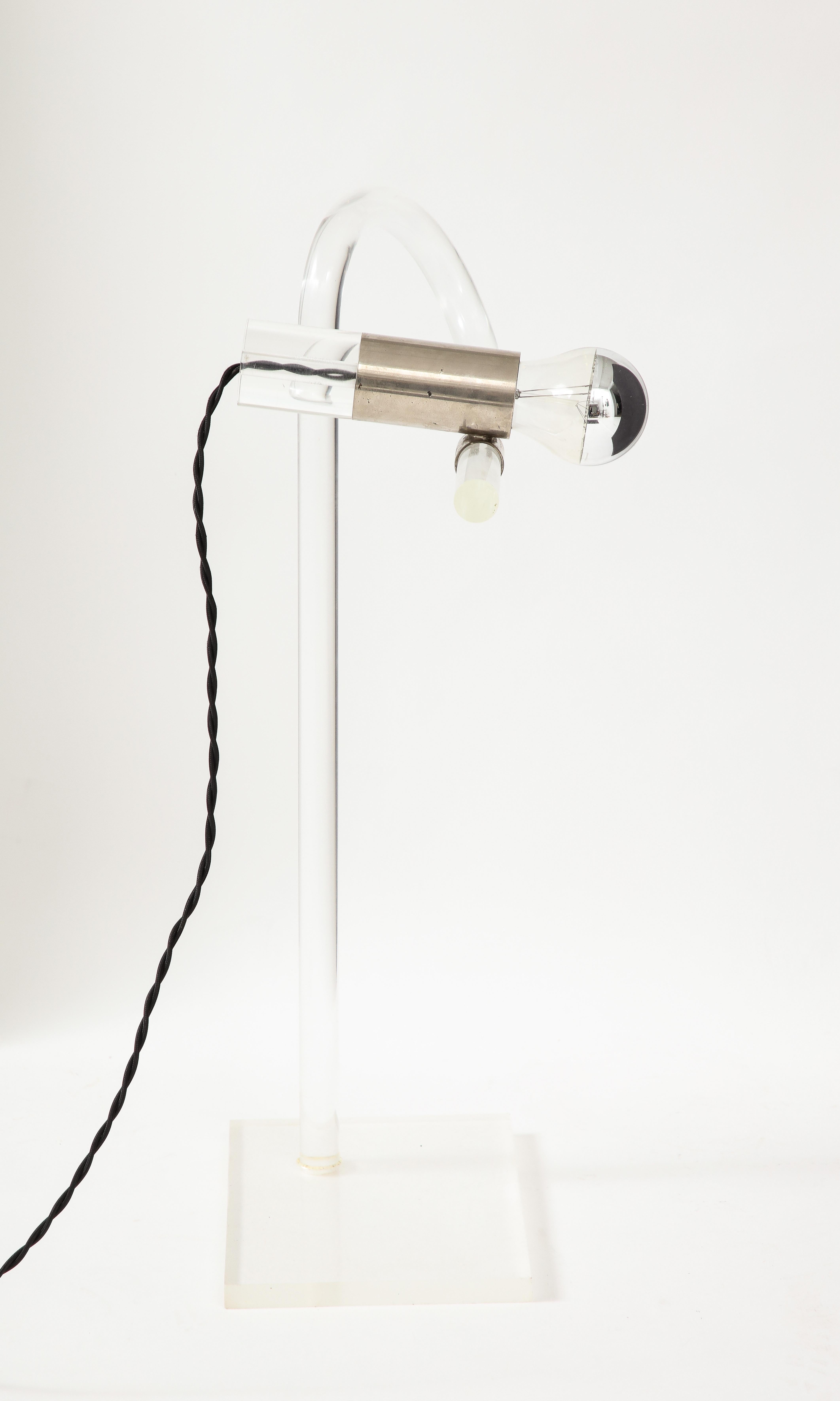 Late 20th Century Lucite and Chrome Table Lamp by Peter Hamburger for Knoll - USA 1970s For Sale