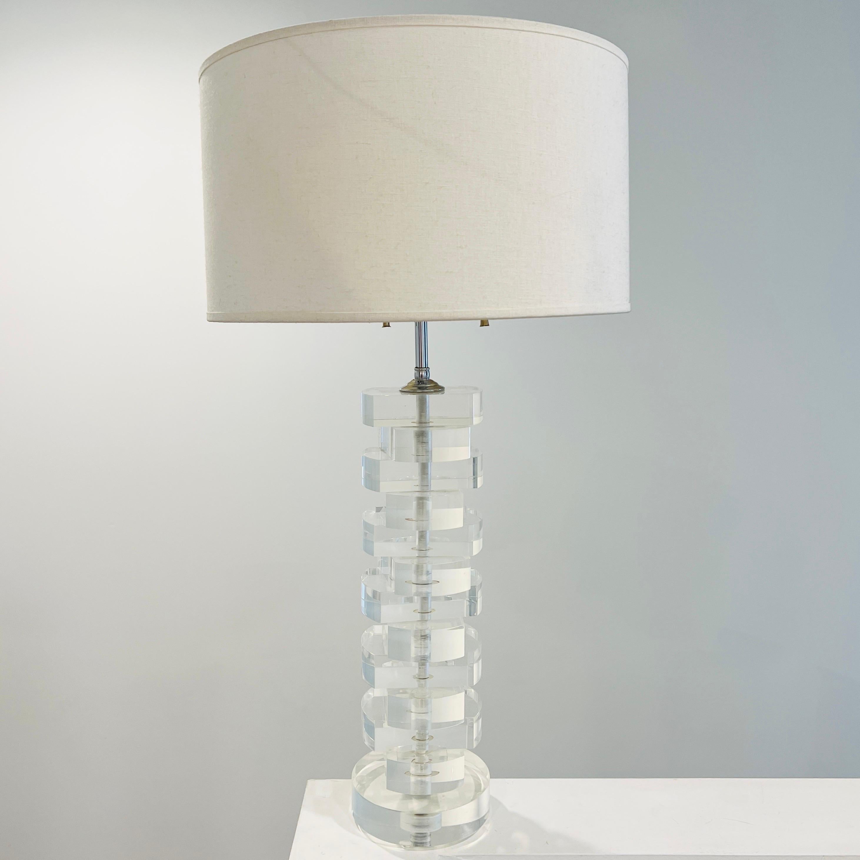 Lucite and Chrome Table Lamp by Karl Springer, c. 1970's For Sale 3