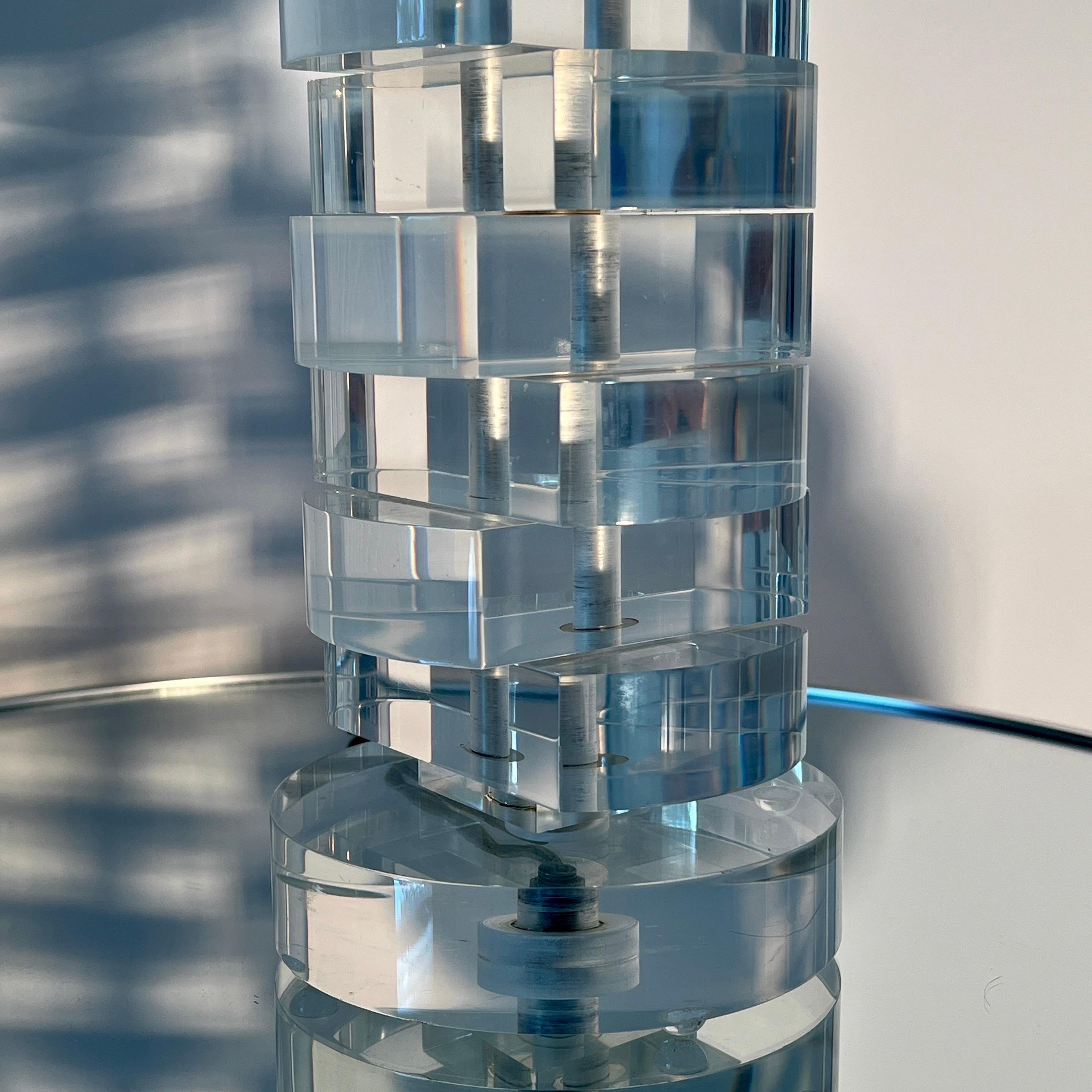 Hand-Crafted Lucite and Chrome Table Lamp by Karl Springer, c. 1970's For Sale