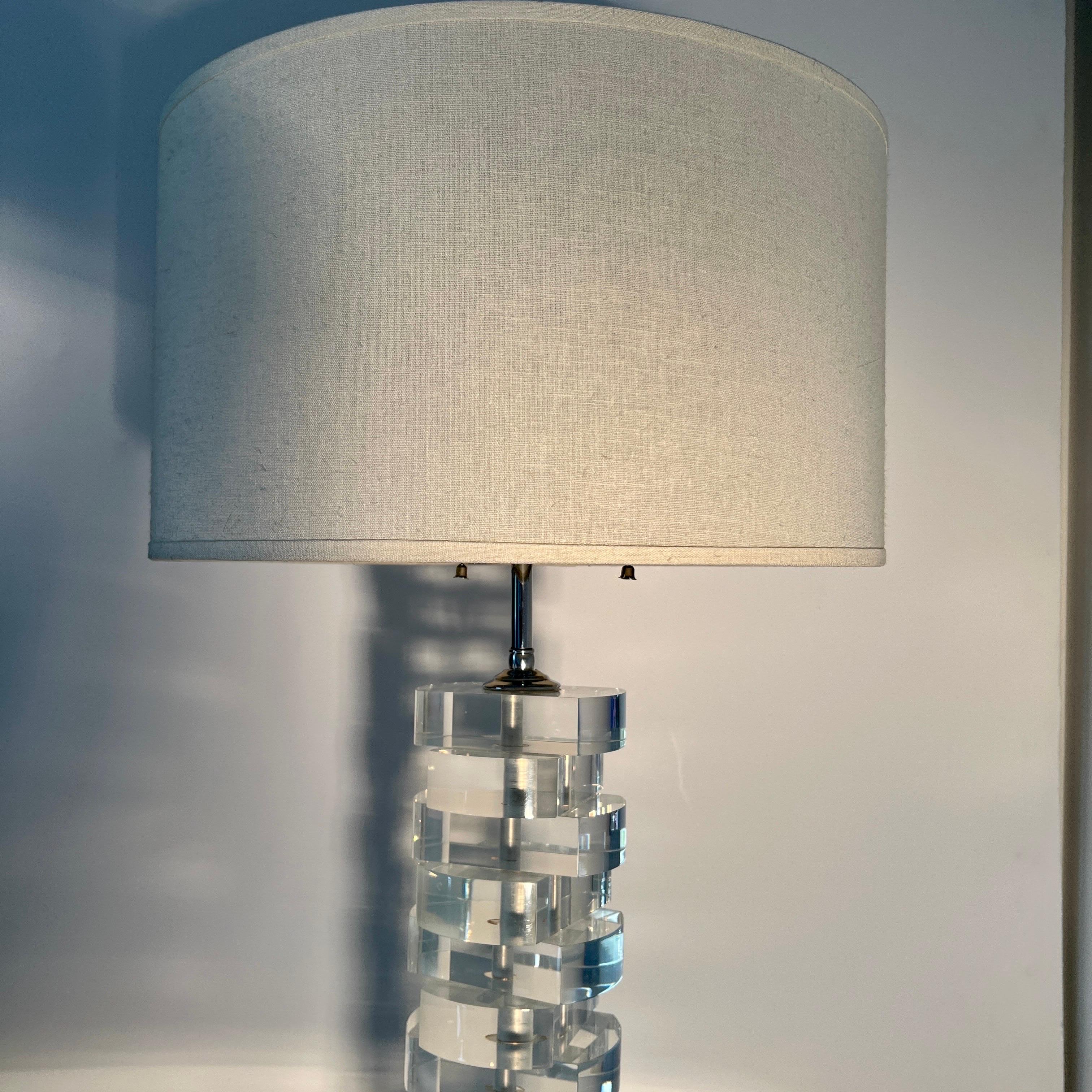 Late 20th Century Lucite and Chrome Table Lamp by Karl Springer, c. 1970's For Sale