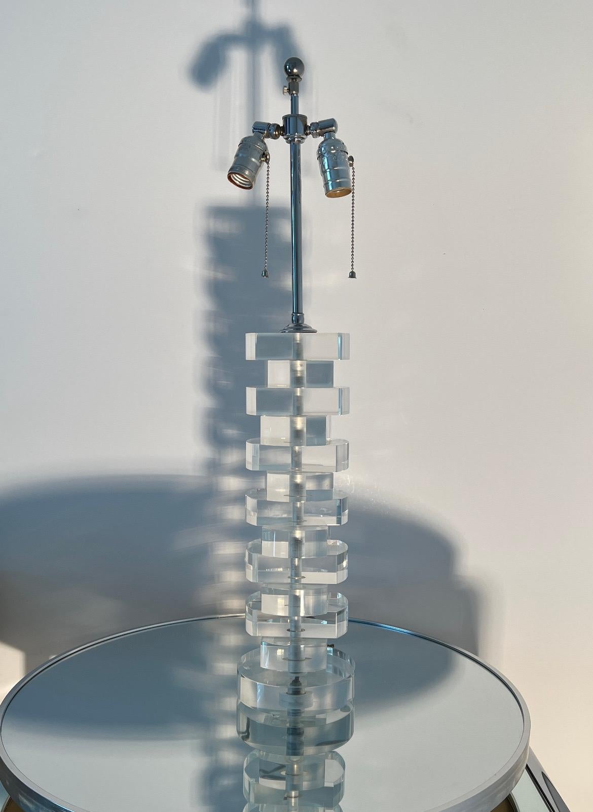 Lucite and Chrome Table Lamp by Karl Springer, c. 1970's For Sale 1