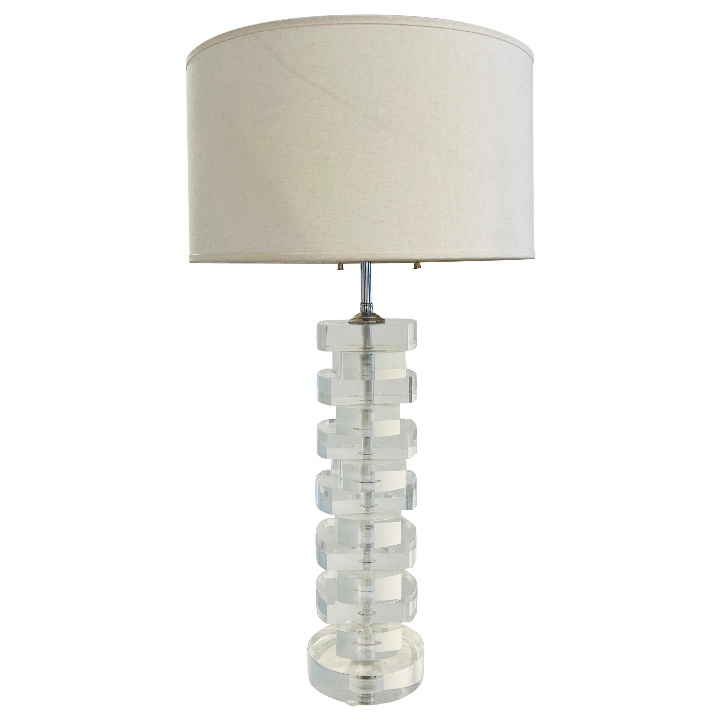 Lucite and Chrome Table Lamp by Karl Springer, c. 1970's