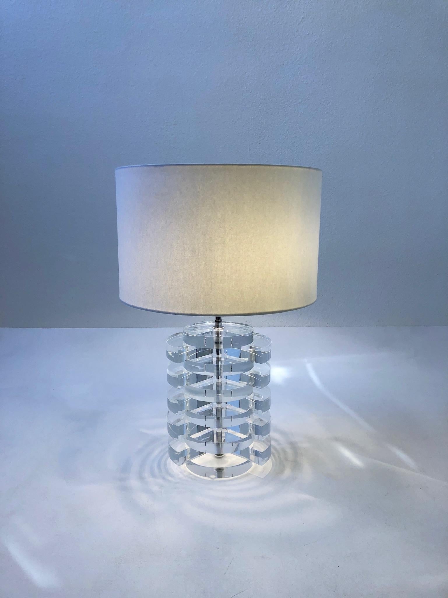 Lucite and Chrome Table Lamp by Karl Springer 1