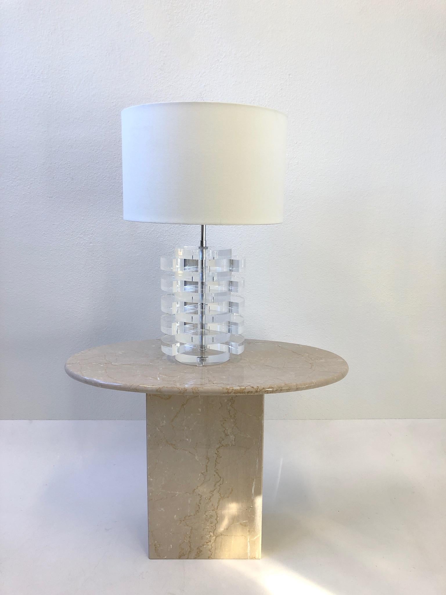 Lucite and Chrome Table Lamp by Karl Springer 2