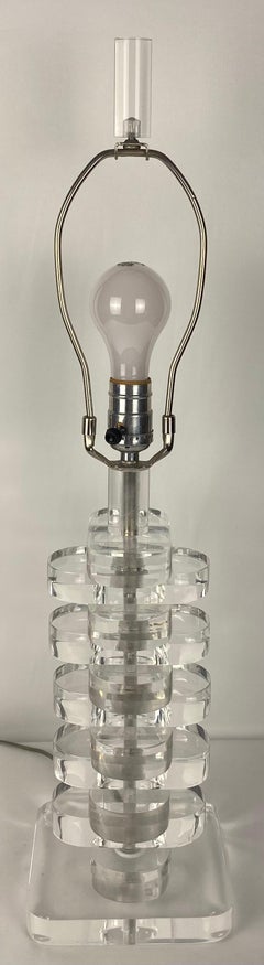 Lucite and Chrome Table Lamp by Charles Hollis Jones