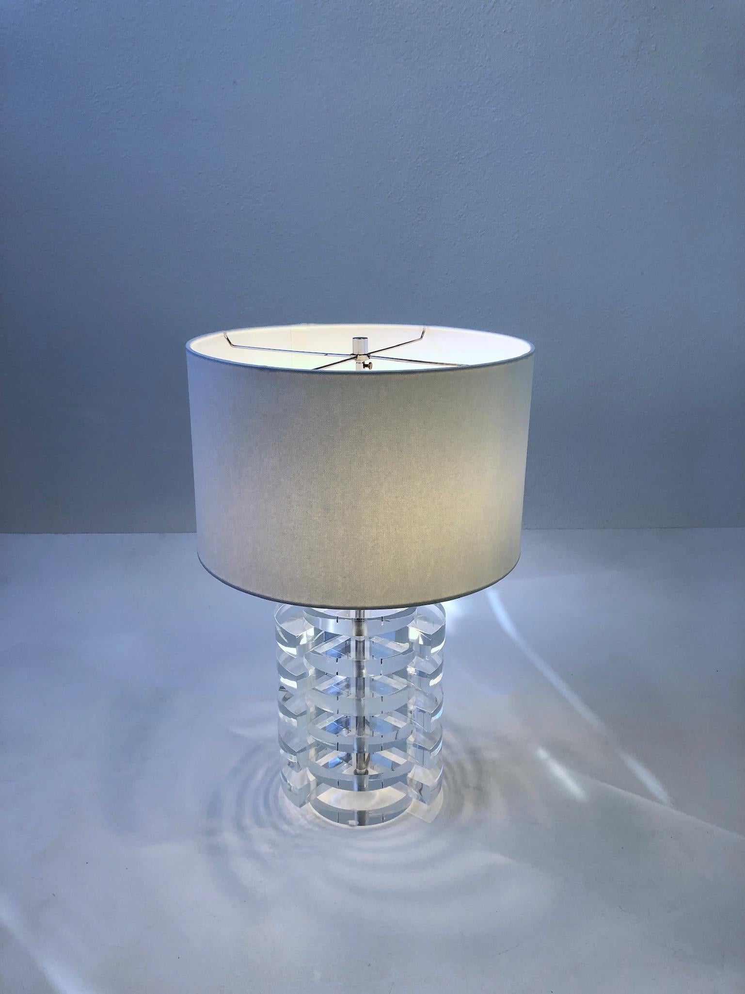 Modern Lucite and Chrome Table Lamp by Karl Springer