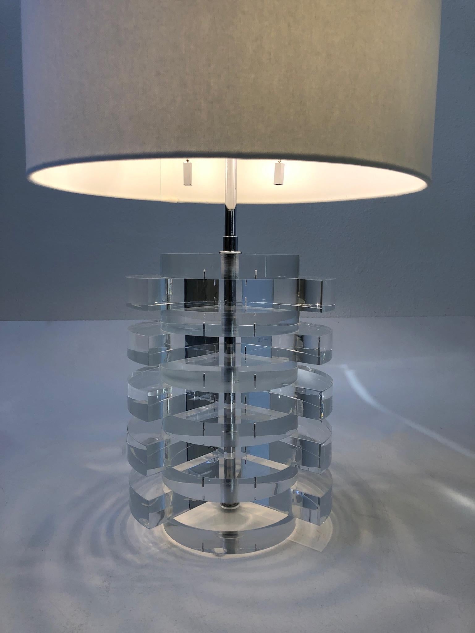 American Lucite and Chrome Table Lamp by Karl Springer