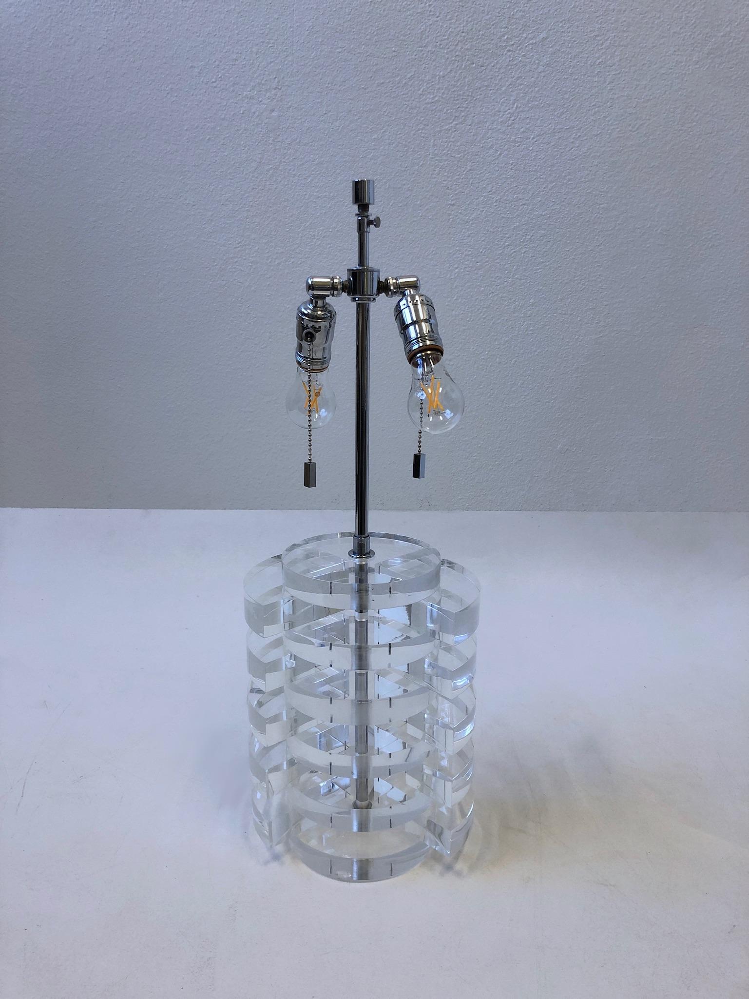 Lucite and Chrome Table Lamp by Karl Springer In Excellent Condition In Palm Springs, CA