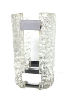 Lucite and Chrome Umbrella Stand Vintage Austrian Ice Block Glass Shape