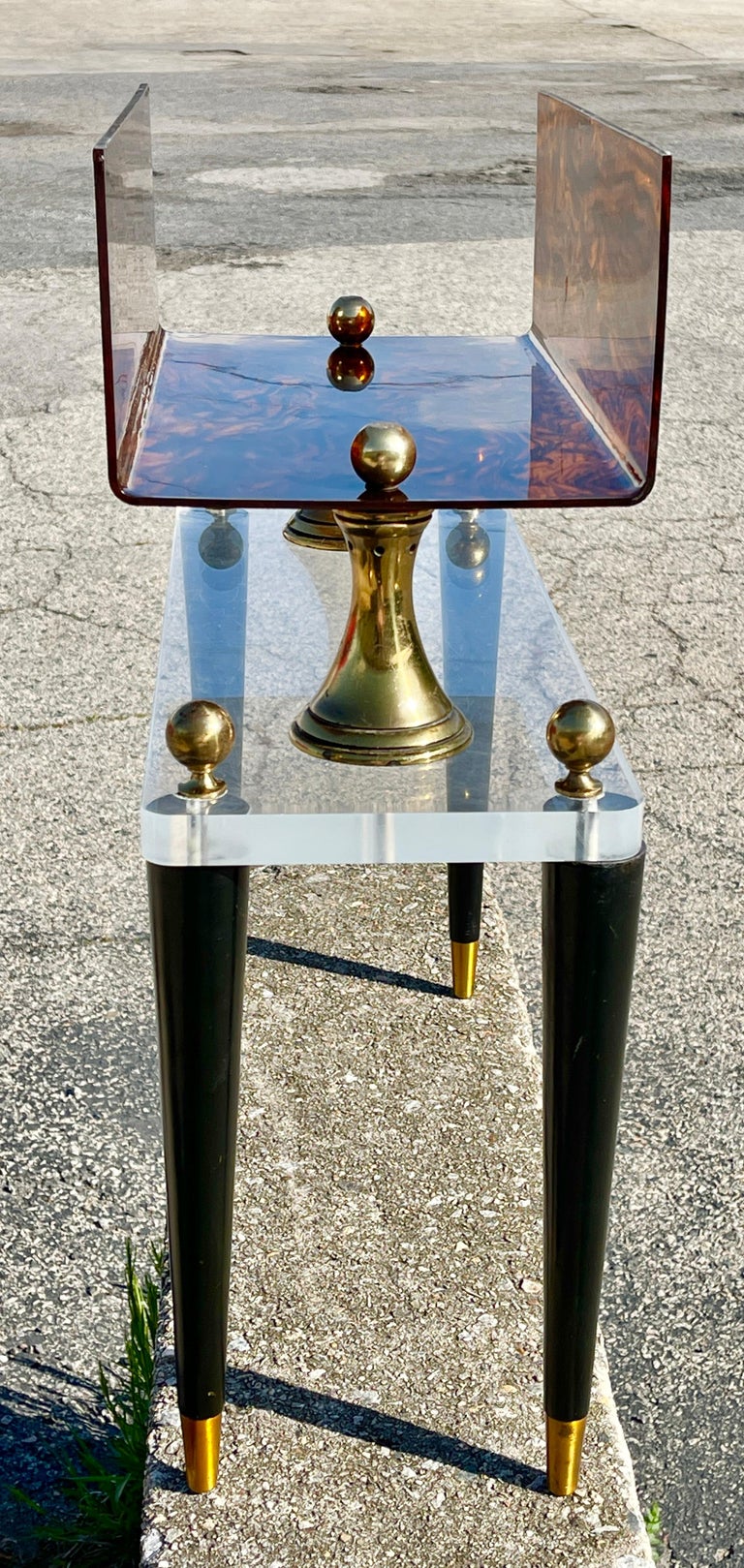 Lucite and Faux Tortoiseshell Magazine Stand For Sale 5