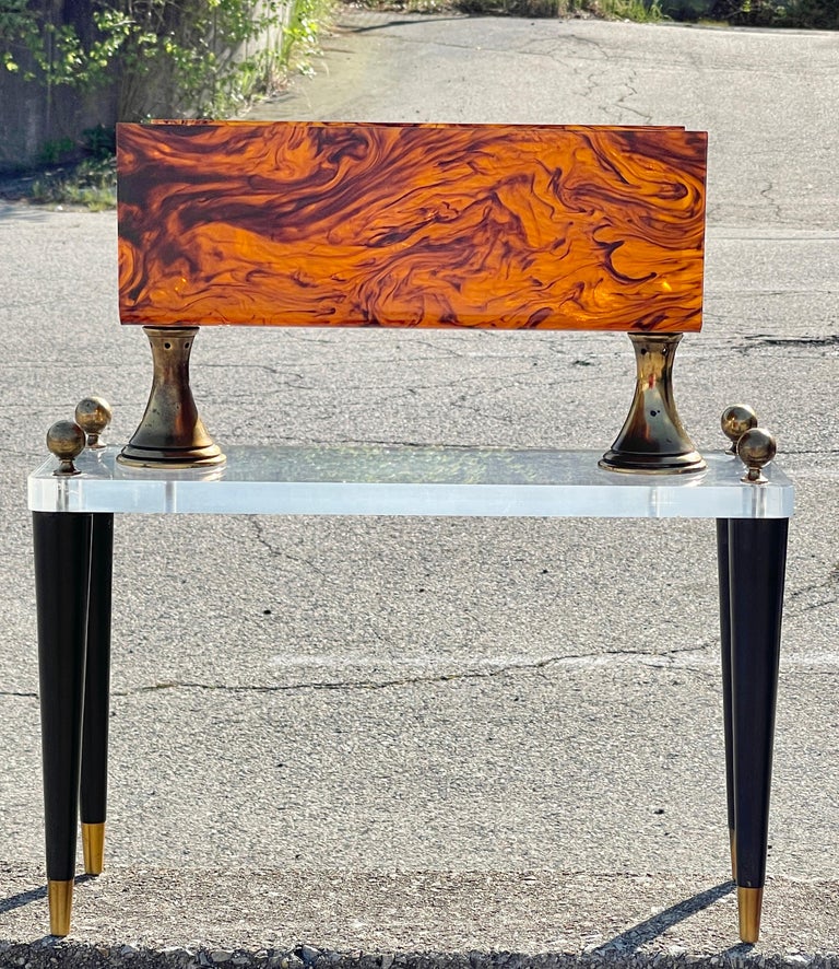 Lucite and Faux Tortoiseshell Magazine Stand For Sale 9