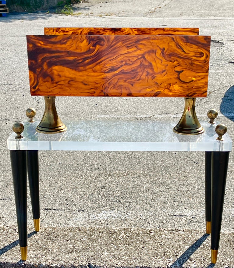 Lucite and Faux Tortoiseshell Magazine Stand For Sale 10
