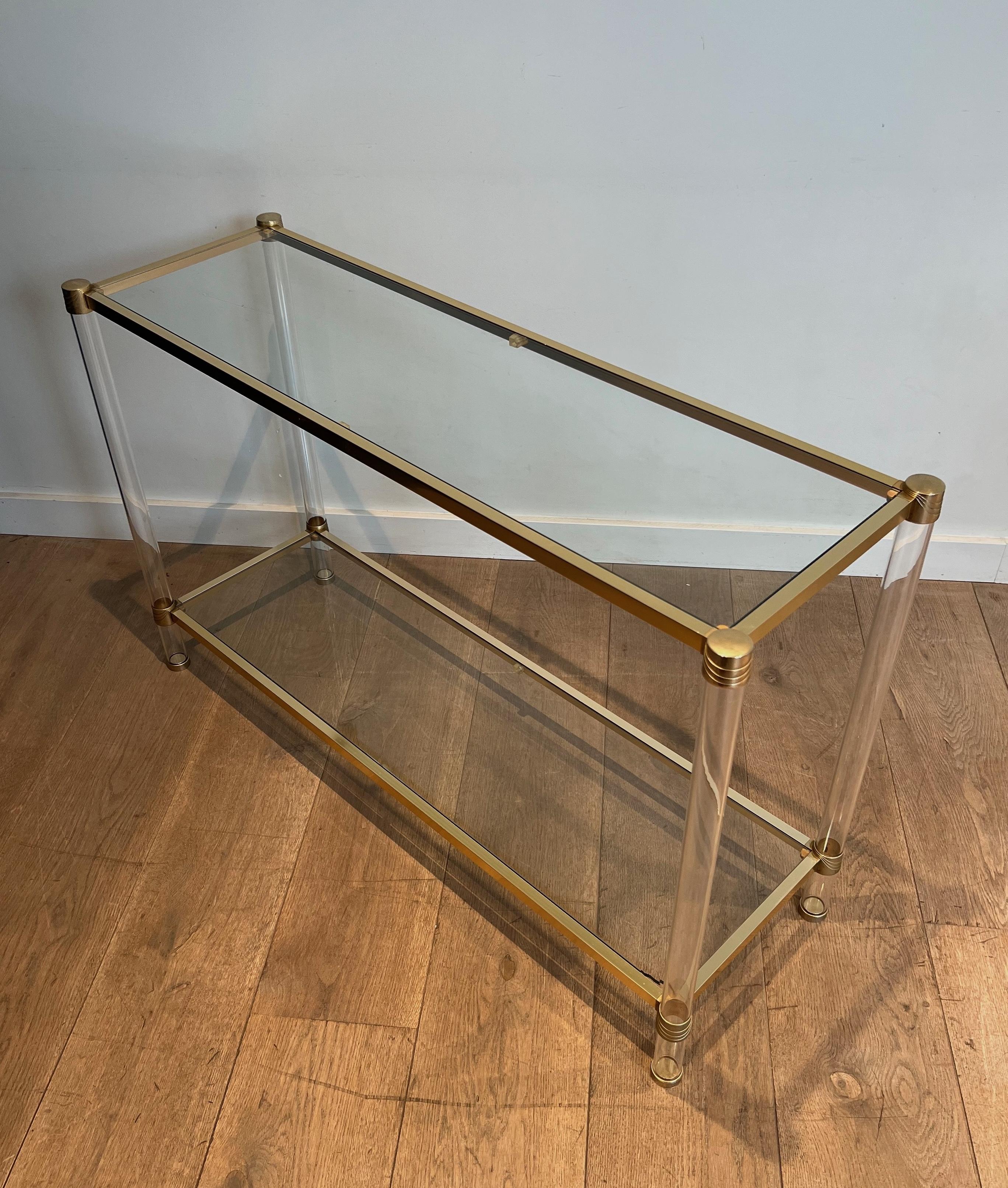Lucite and gilt metal console. French work Circa 1970 For Sale 4