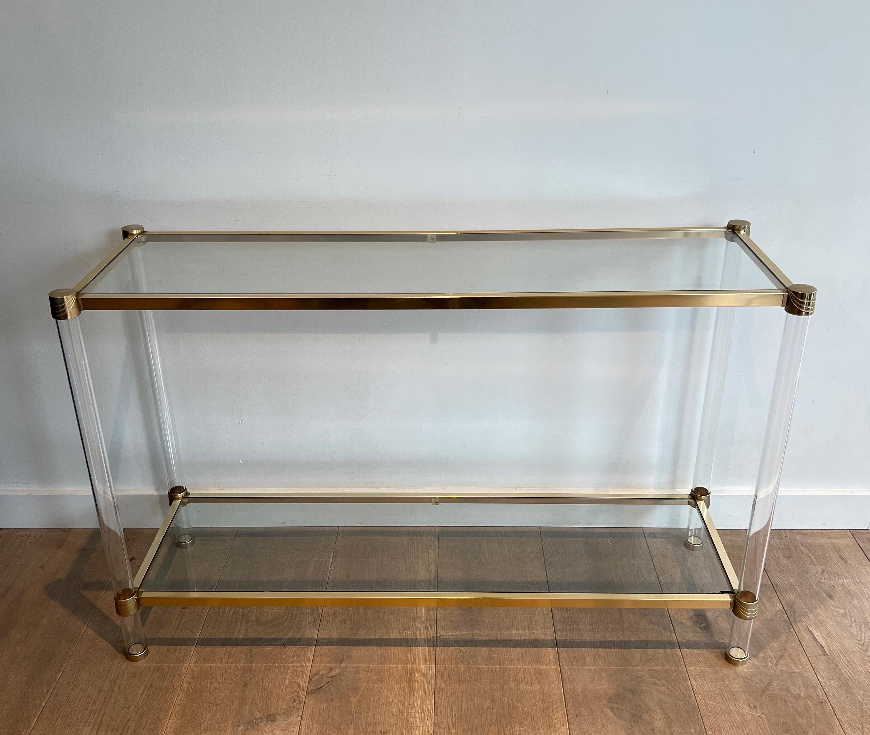 Lucite and gilt metal console. French work Circa 1970 For Sale 7