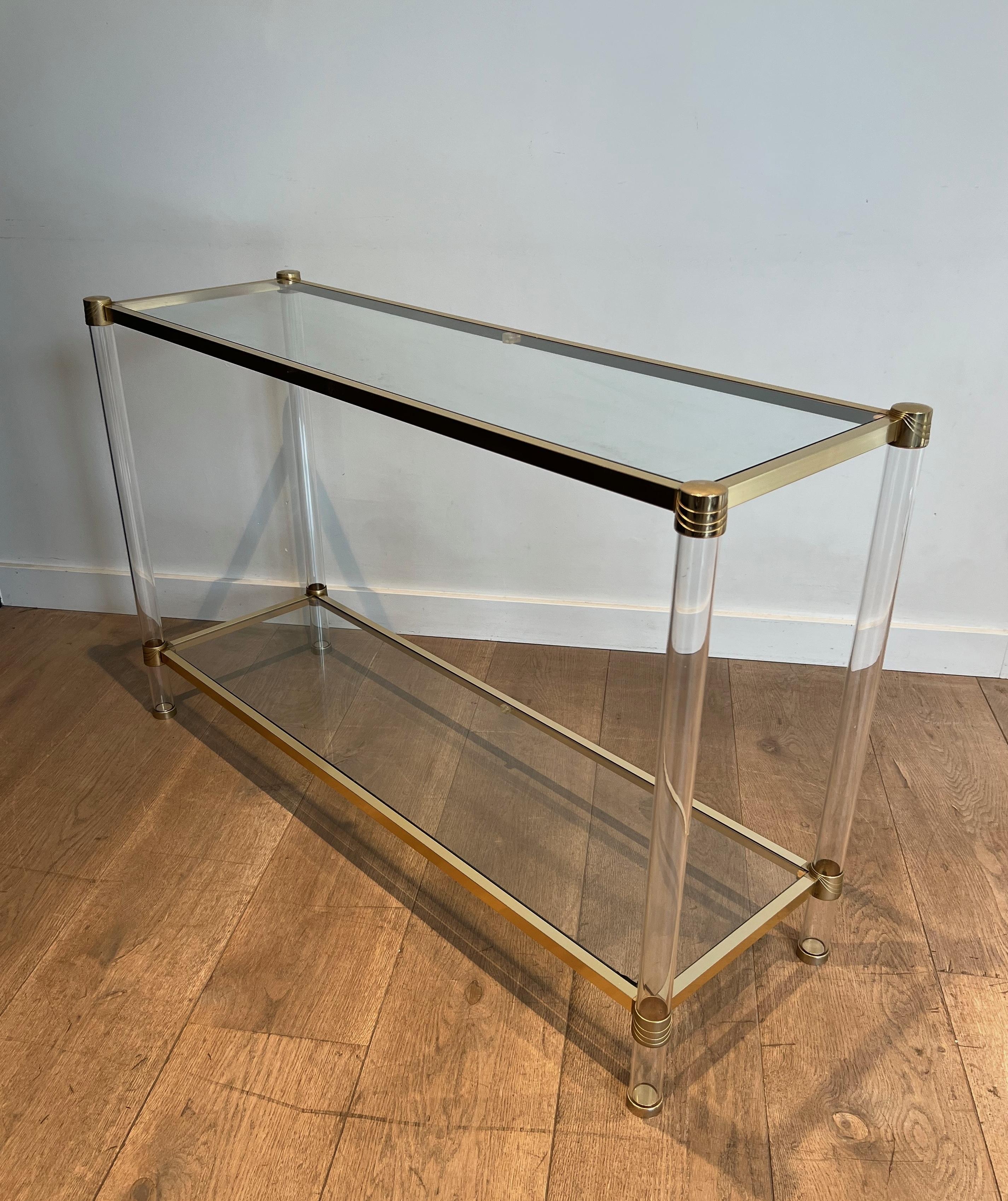 Lucite and gilt metal console. French work Circa 1970 For Sale 8