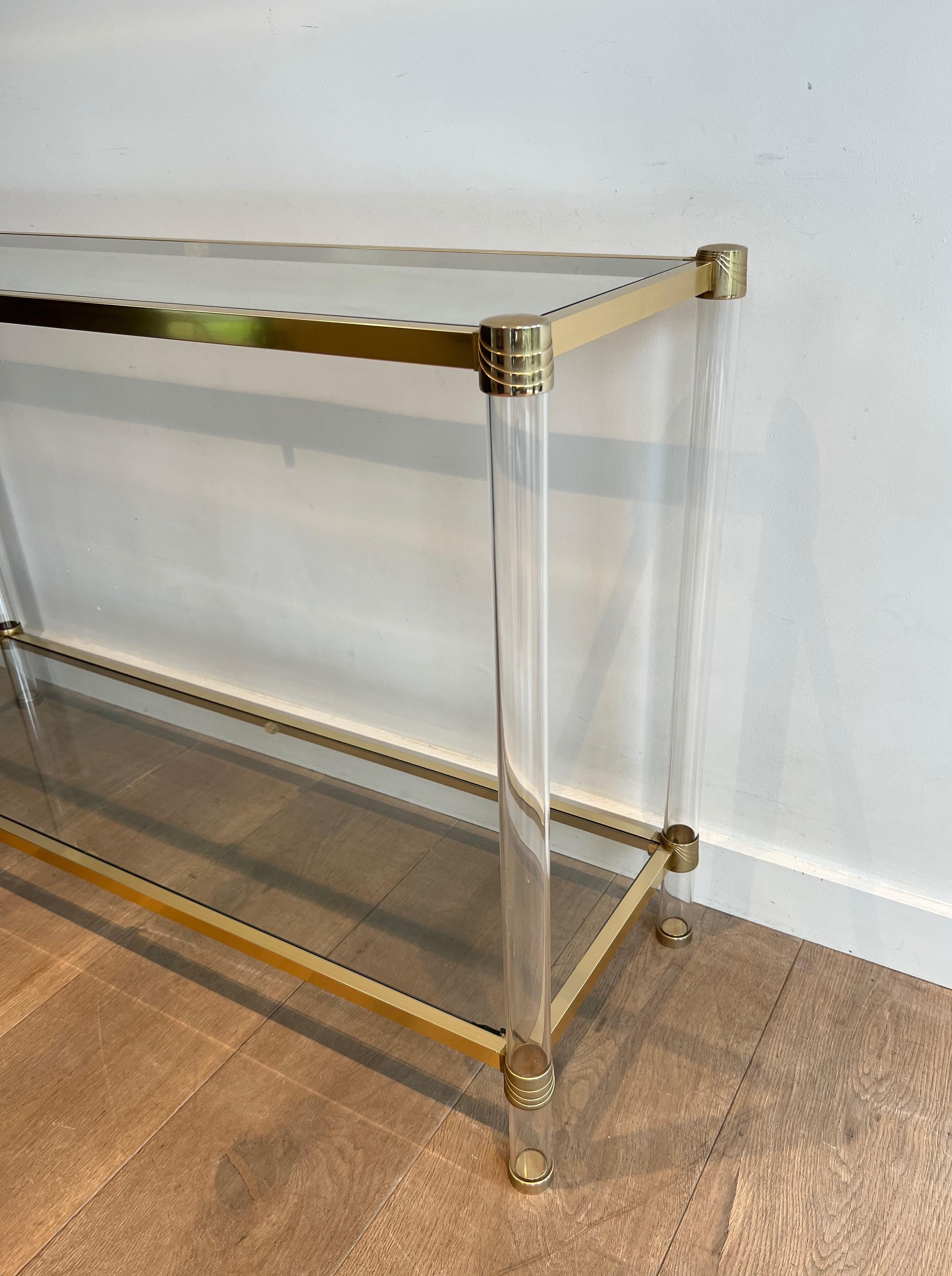 Lucite and gilt metal console. French work Circa 1970 For Sale 9