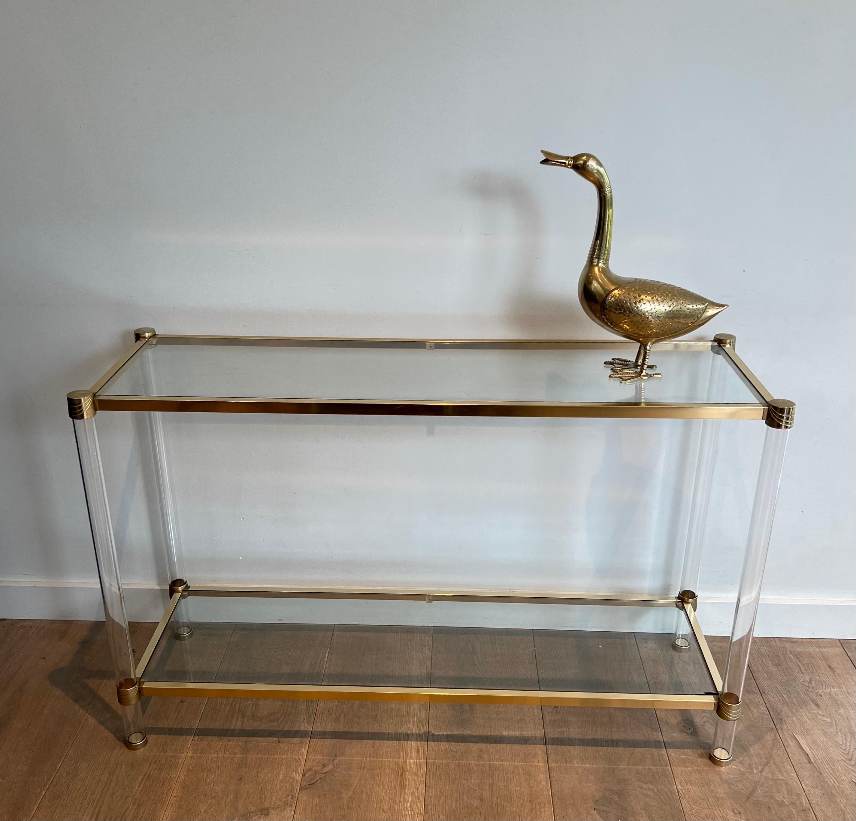 Lucite and gilt metal console. French work Circa 1970 For Sale 11