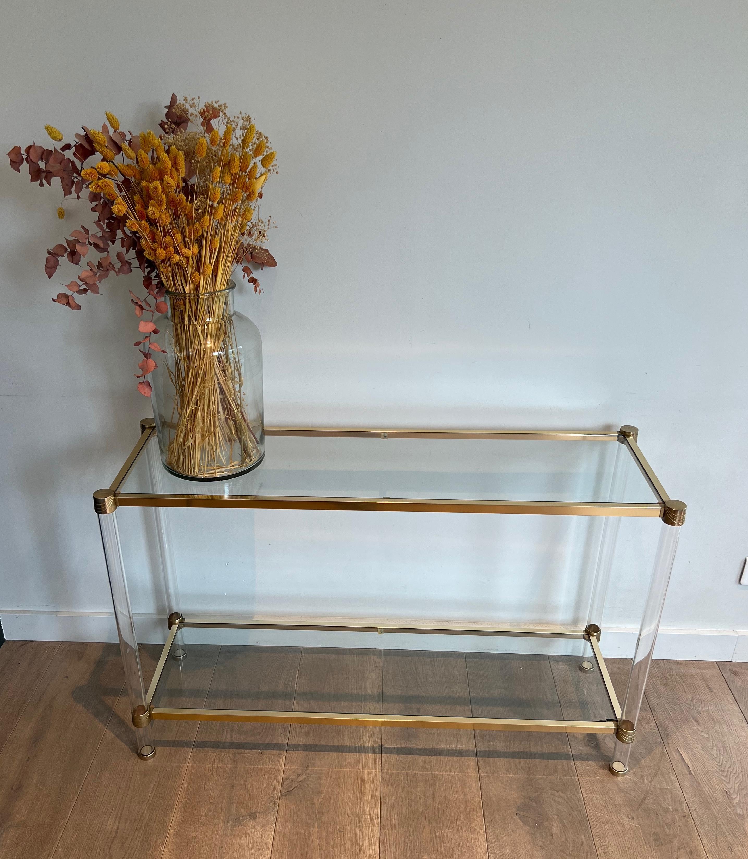 Lucite and gilt metal console. French work Circa 1970 For Sale 12