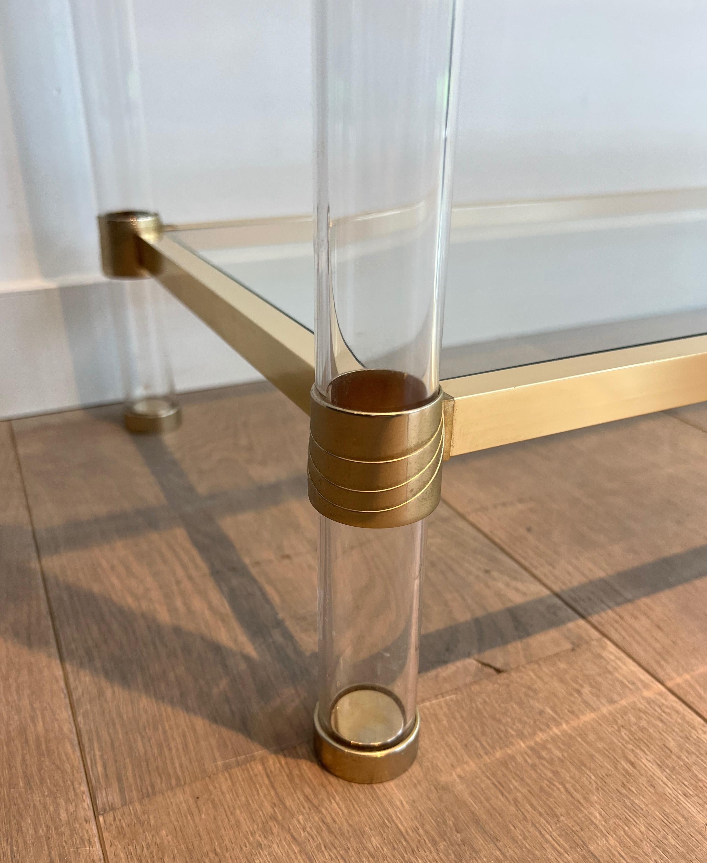 Late 20th Century Lucite and gilt metal console. French work Circa 1970 For Sale