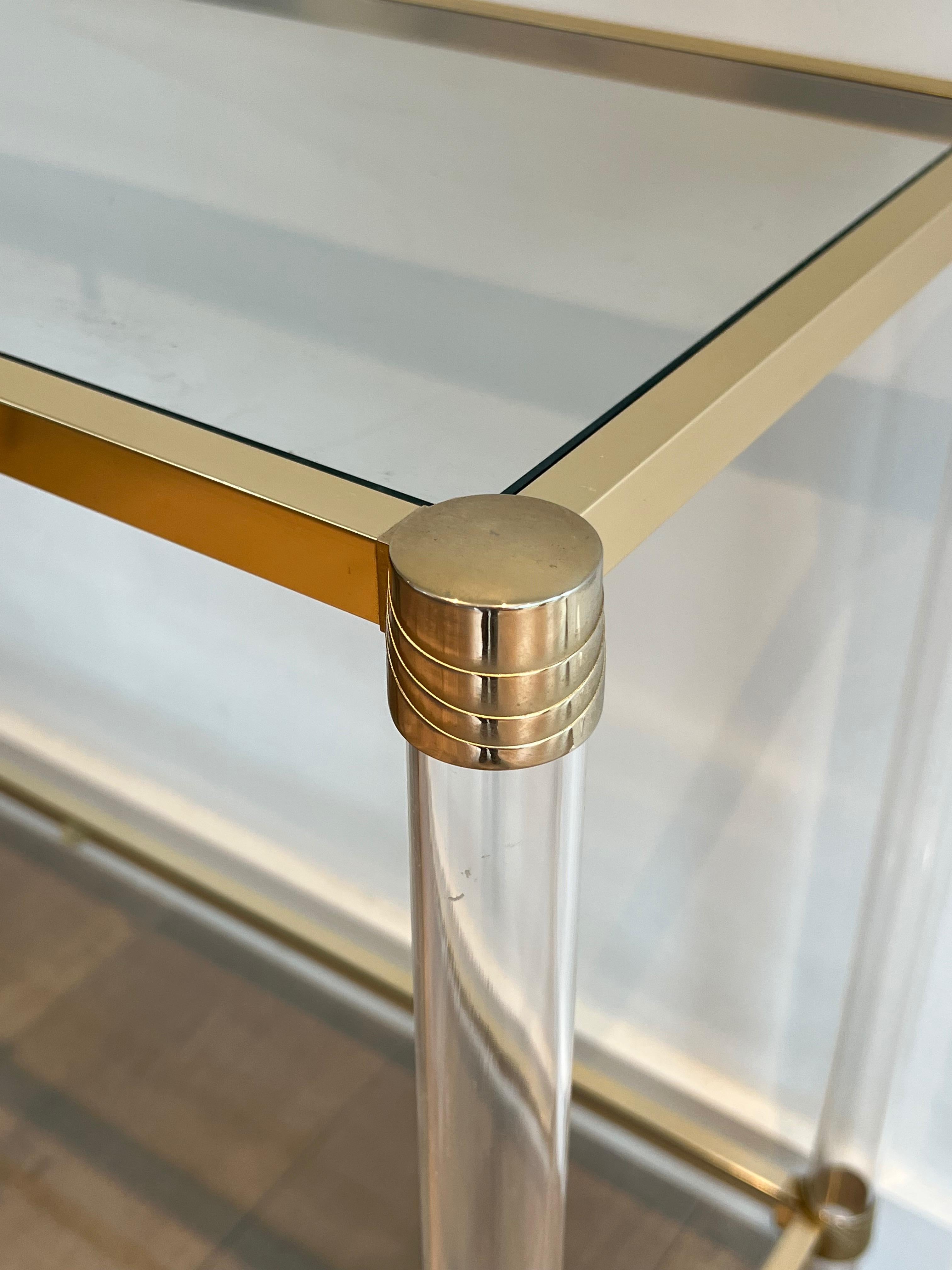 Lucite and gilt metal console. French work Circa 1970 For Sale 1