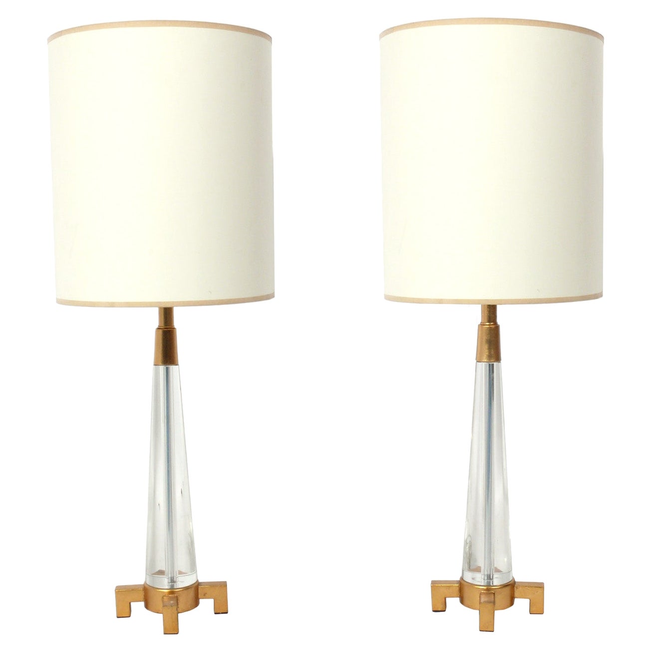 Lampes métal doré et lucite