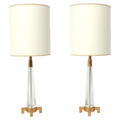 Lampes métal doré et lucite