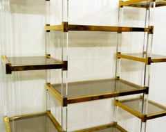 Lucite And Glass Arc Shelving, 1970s