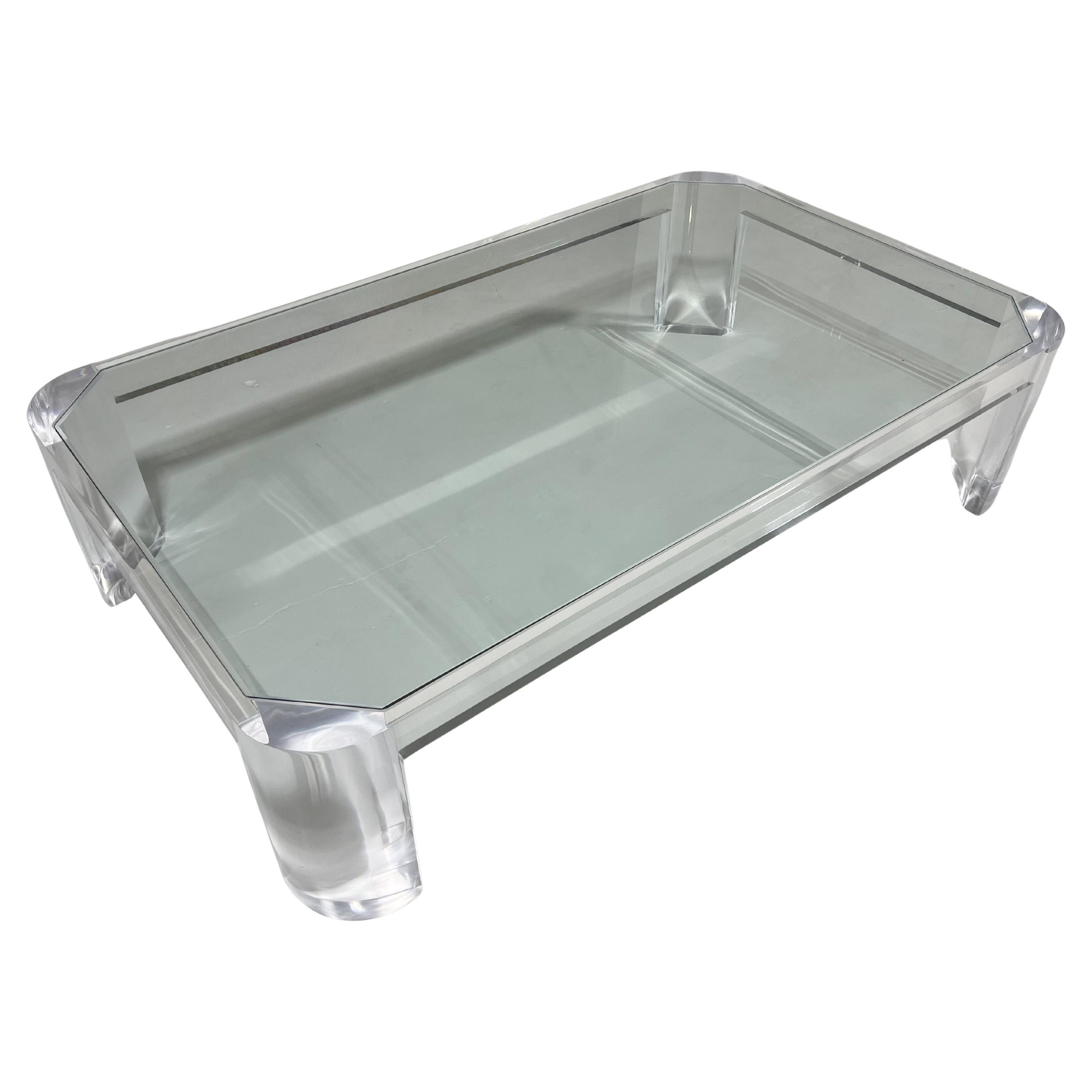 Lucite and Glass Cocktail Table by Les Prismatiques en vente
